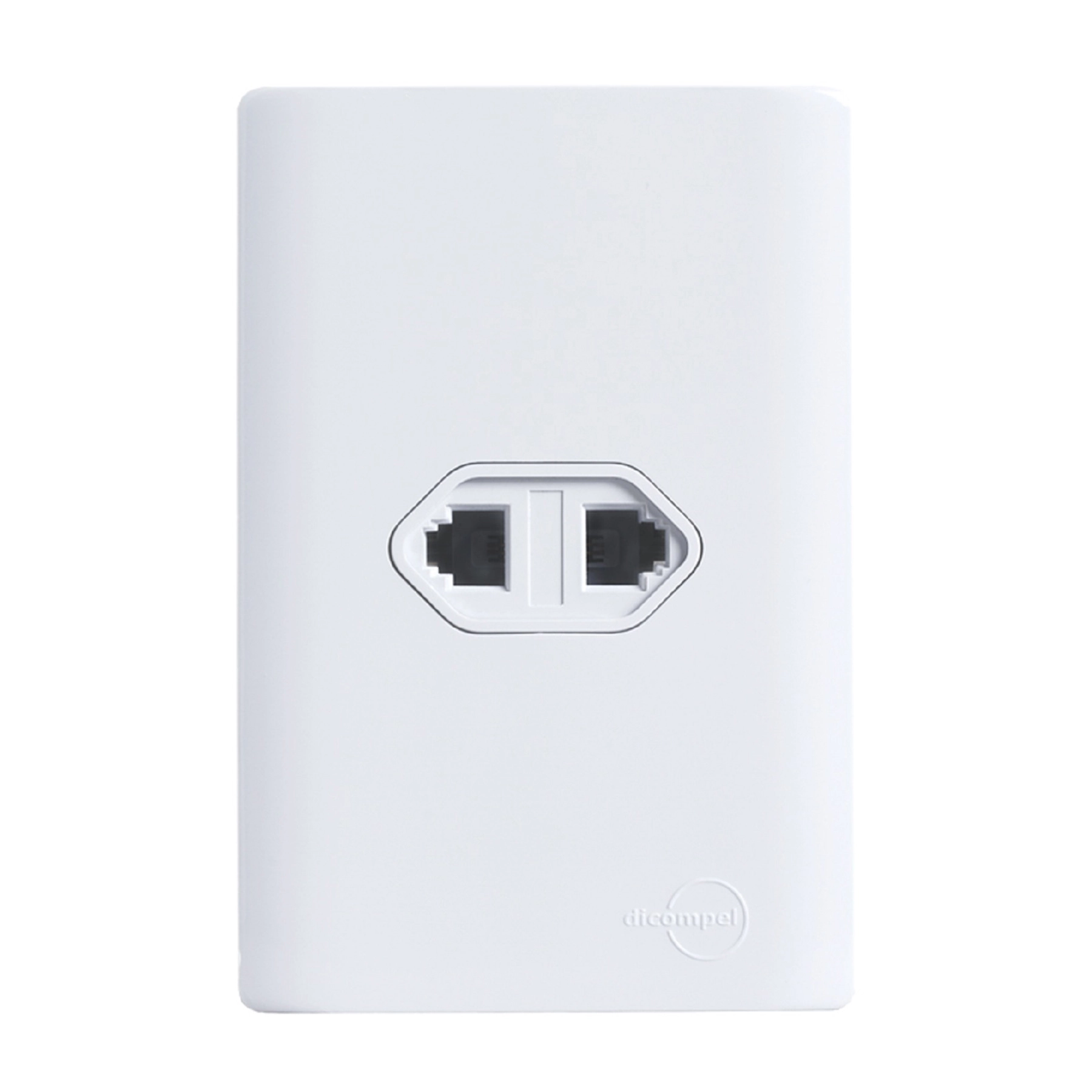 Conjunto 2 Tomadas Telefonia 4x2 Branco Novara Dicompel