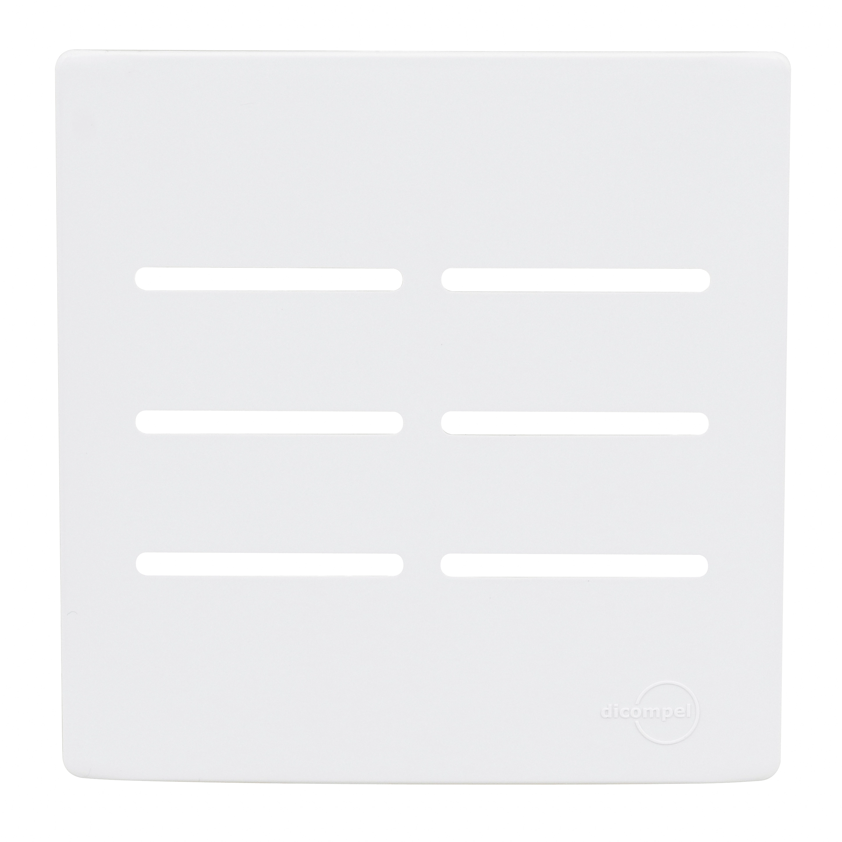 Placa 4X4 para 6 Interruptores Branco Novara Dicompel
