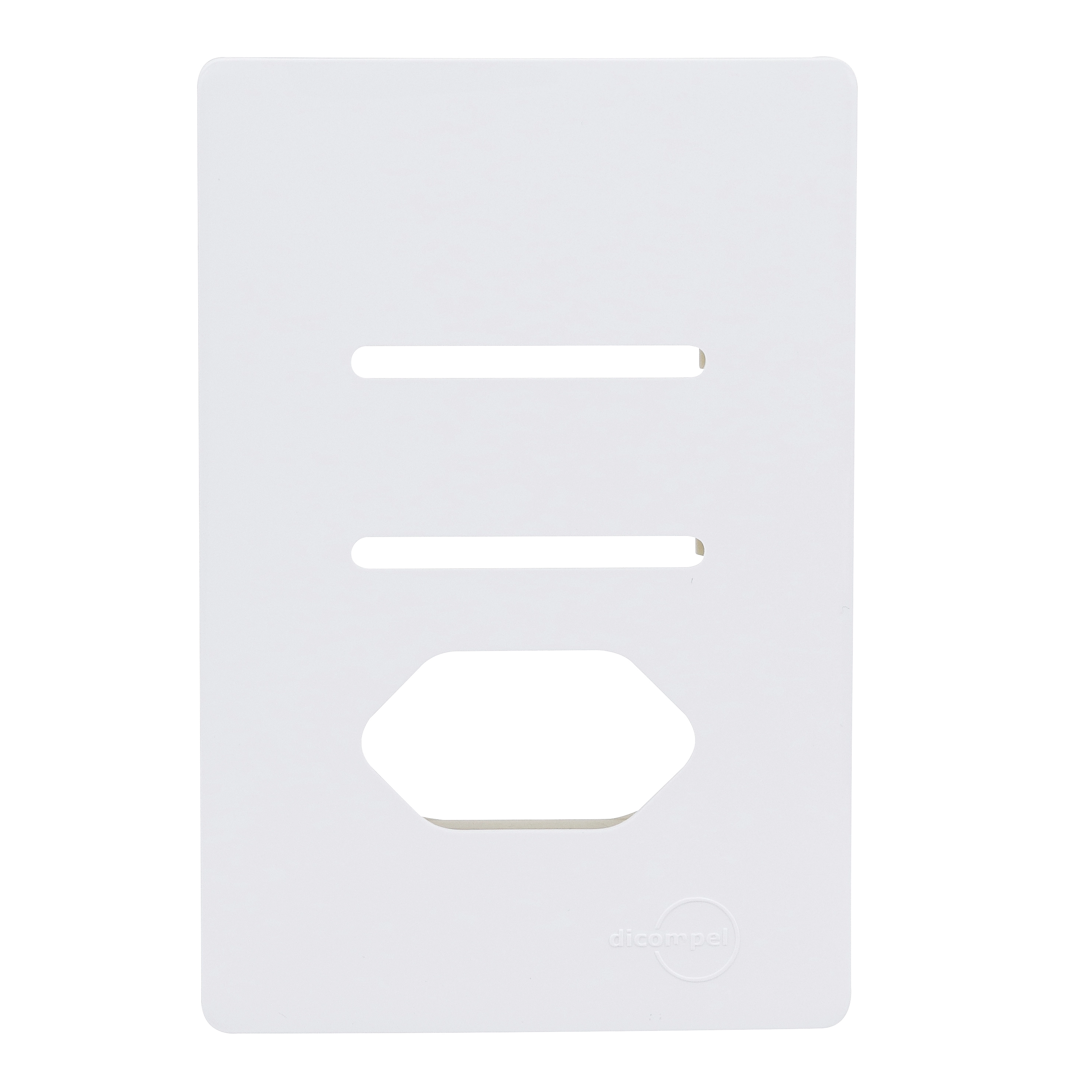 Placa com Suporte 4X2 2 Interruptores e 1 Tomada Branco Novara Dicompel