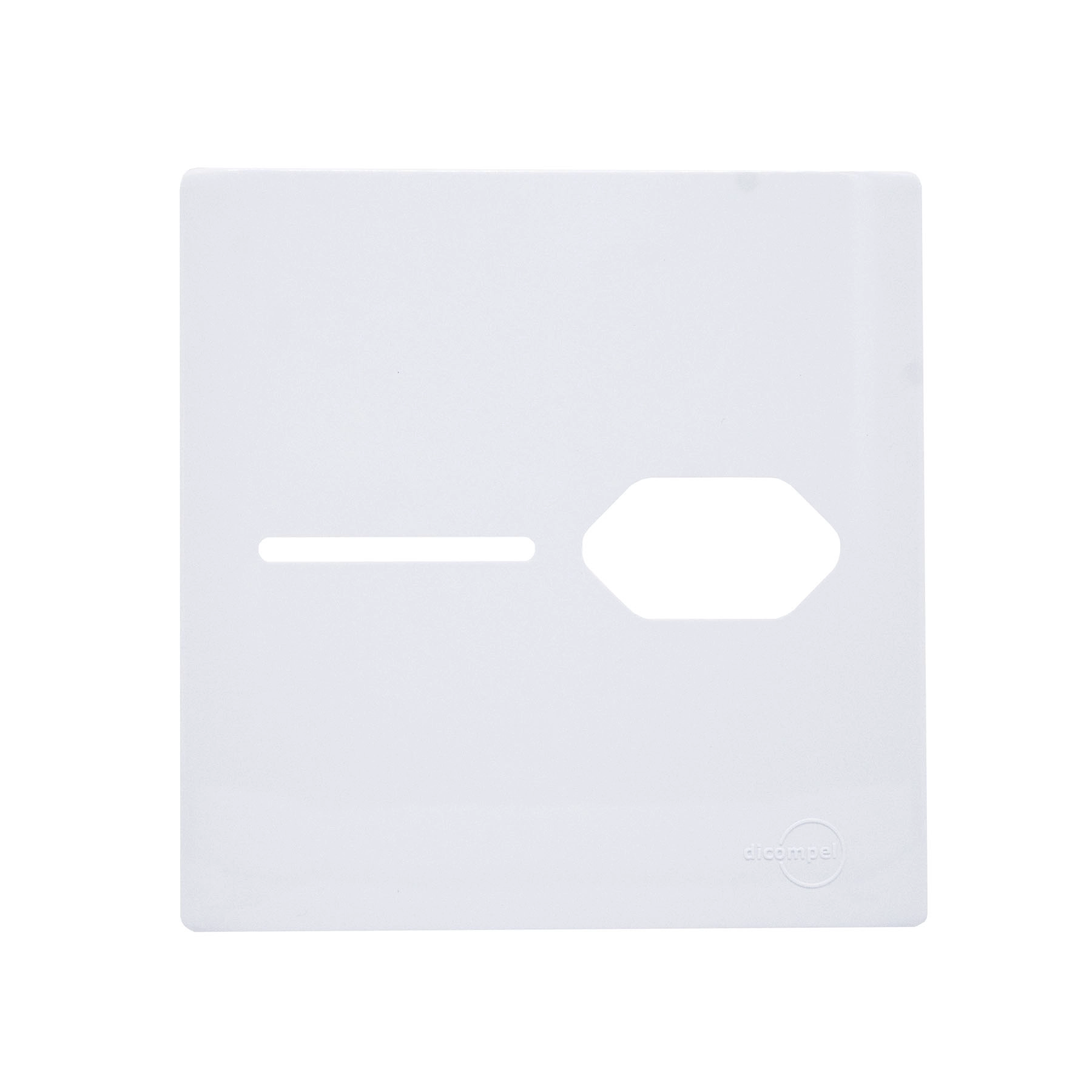 Placa com Suporte 4X4 para 1 Interruptor + 1 Tomada Branco Novara