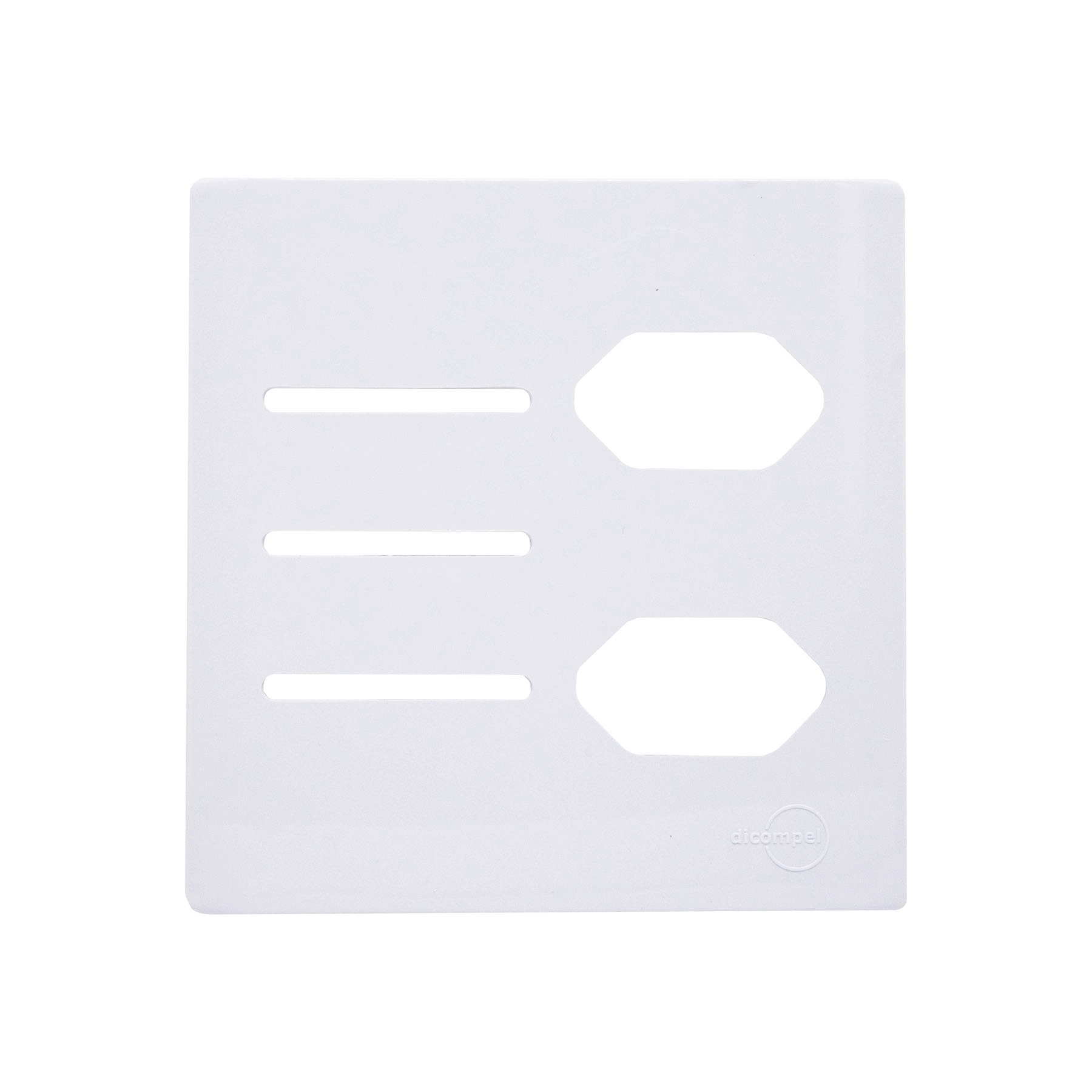 Placa com Suporte 4X4 para 3 Interruptores + 2 Tomada Branco Novara