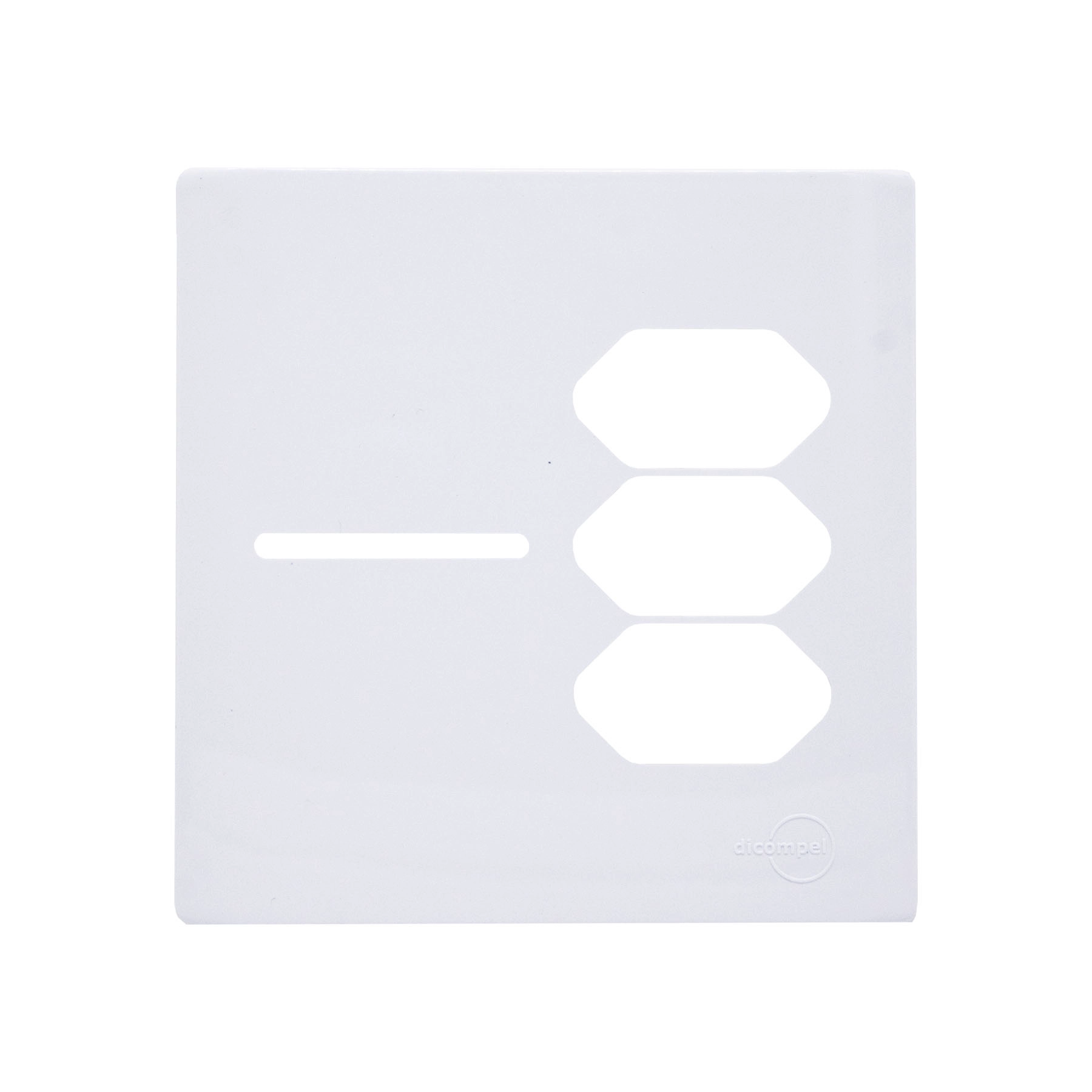 Placa com Suporte 4X4 para 1 Interruptor + 3 Tomada Branco Novara