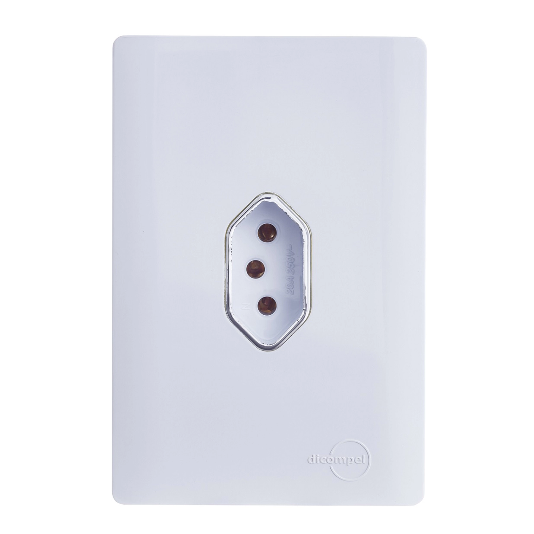 Conjunto 1 Tomada Energia 10A 4x2 Branco Novara Dicompel