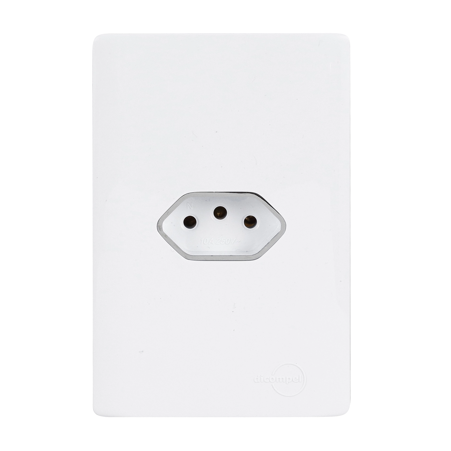 Conjunto 1 Tomada Energia 10A 4x2 Branco Novara Dicompel