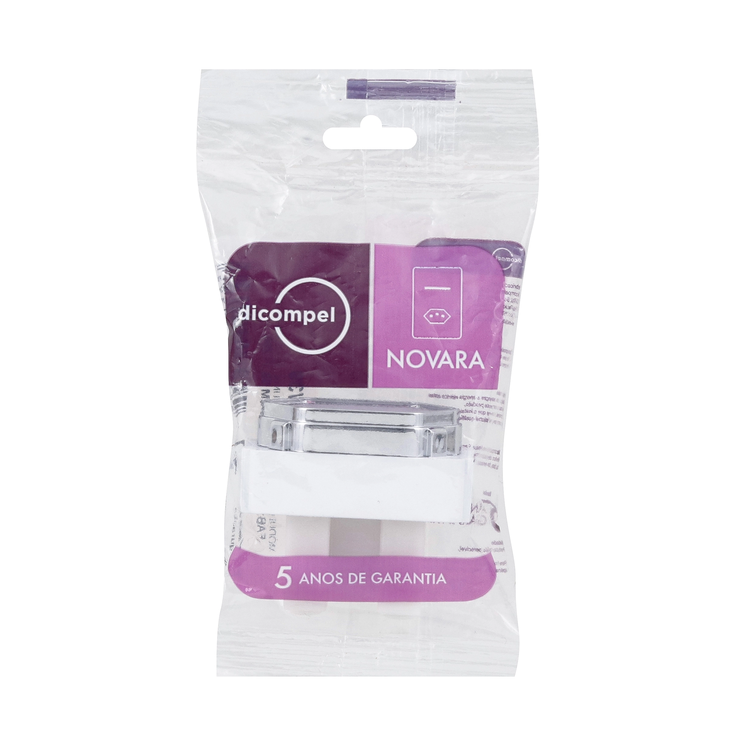 Módulo Tomada Universal 2 Pontos Tomada 20A Branco Borda Cromada Novara