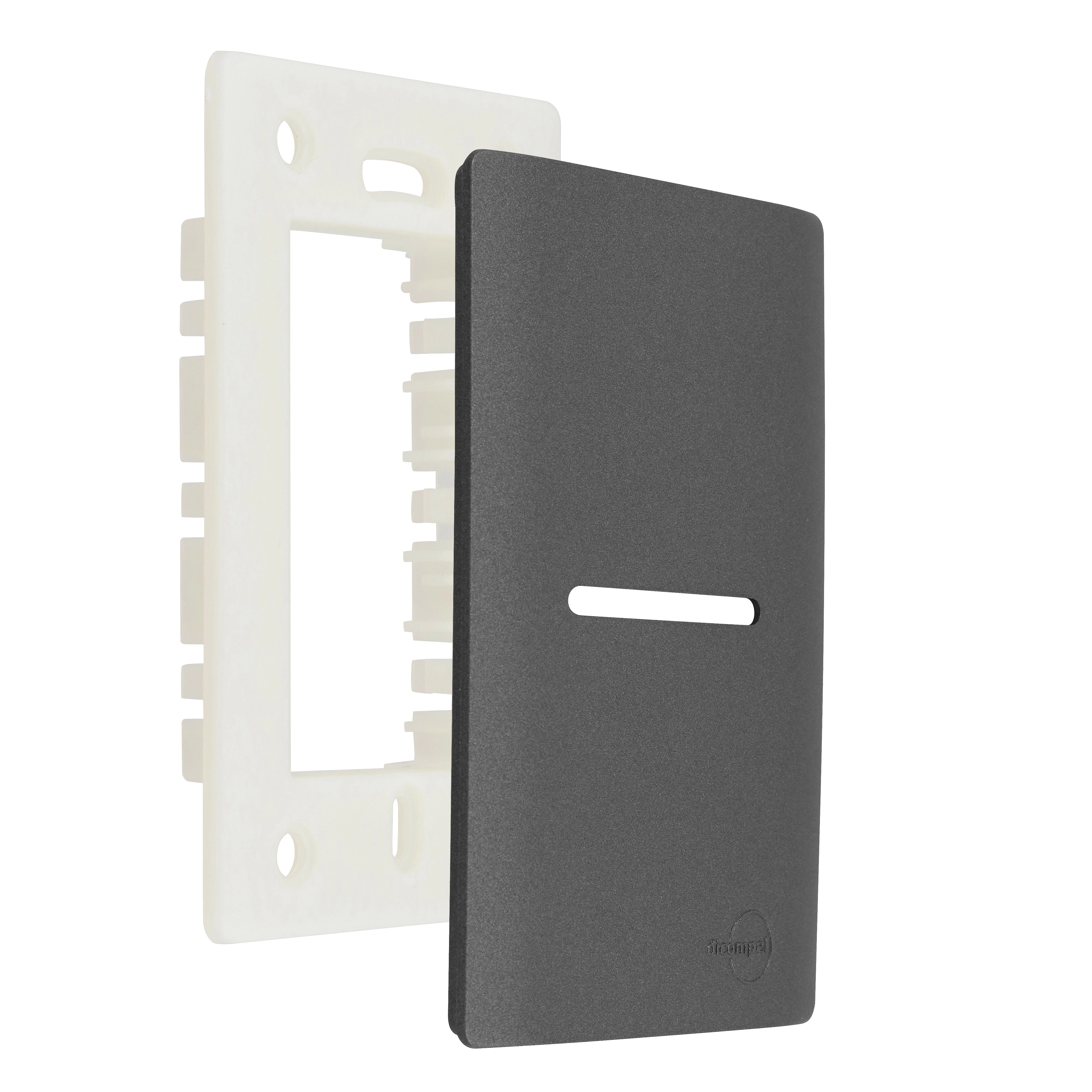 Placa com Suporte 4X2 1 Interruptor Grafite Novara Dicompel