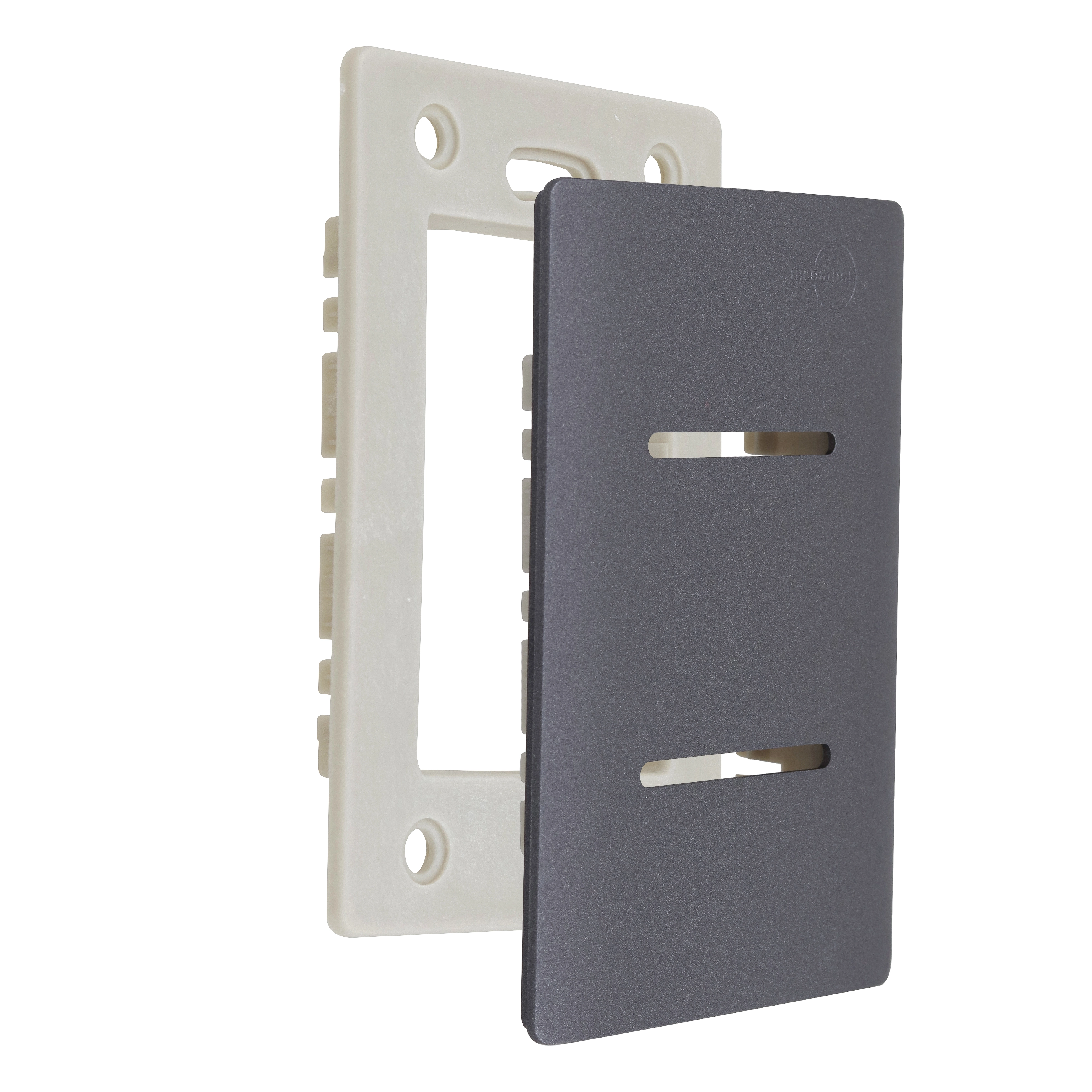 Placa com Suporte 4X2 2 Interruptores Grafite Novara Dicompel