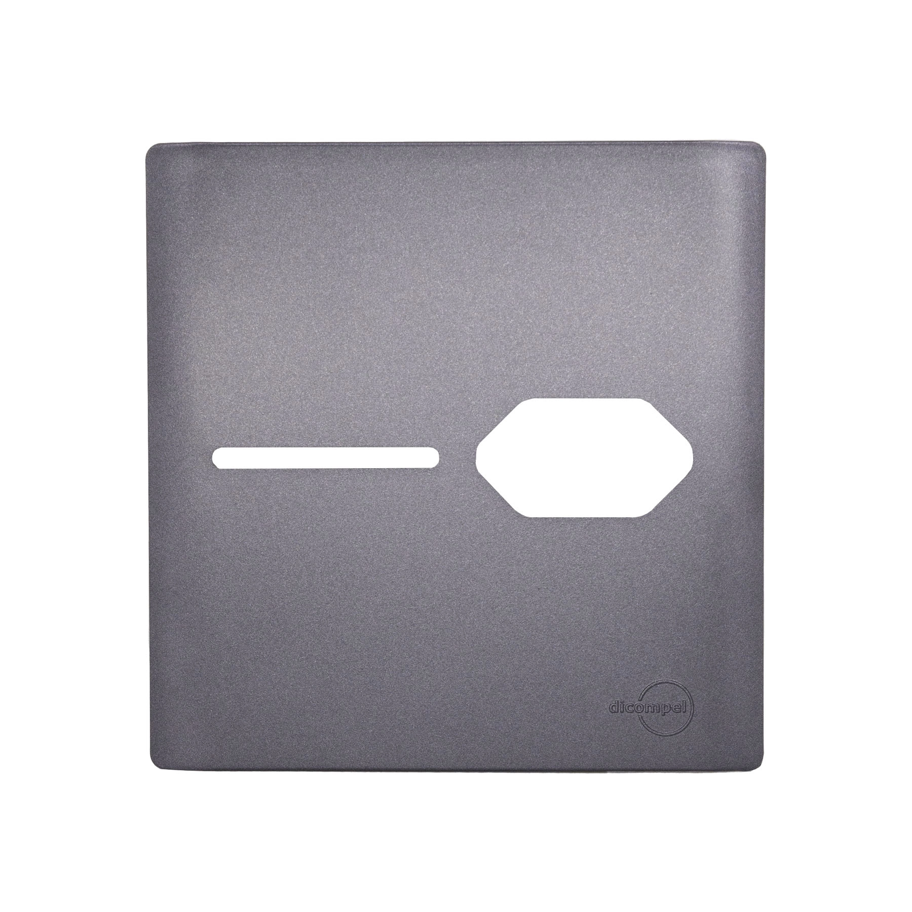 Placa com Suporte 4X4 para 1 Interruptor + 1 Tomada Preto Graffite Novara