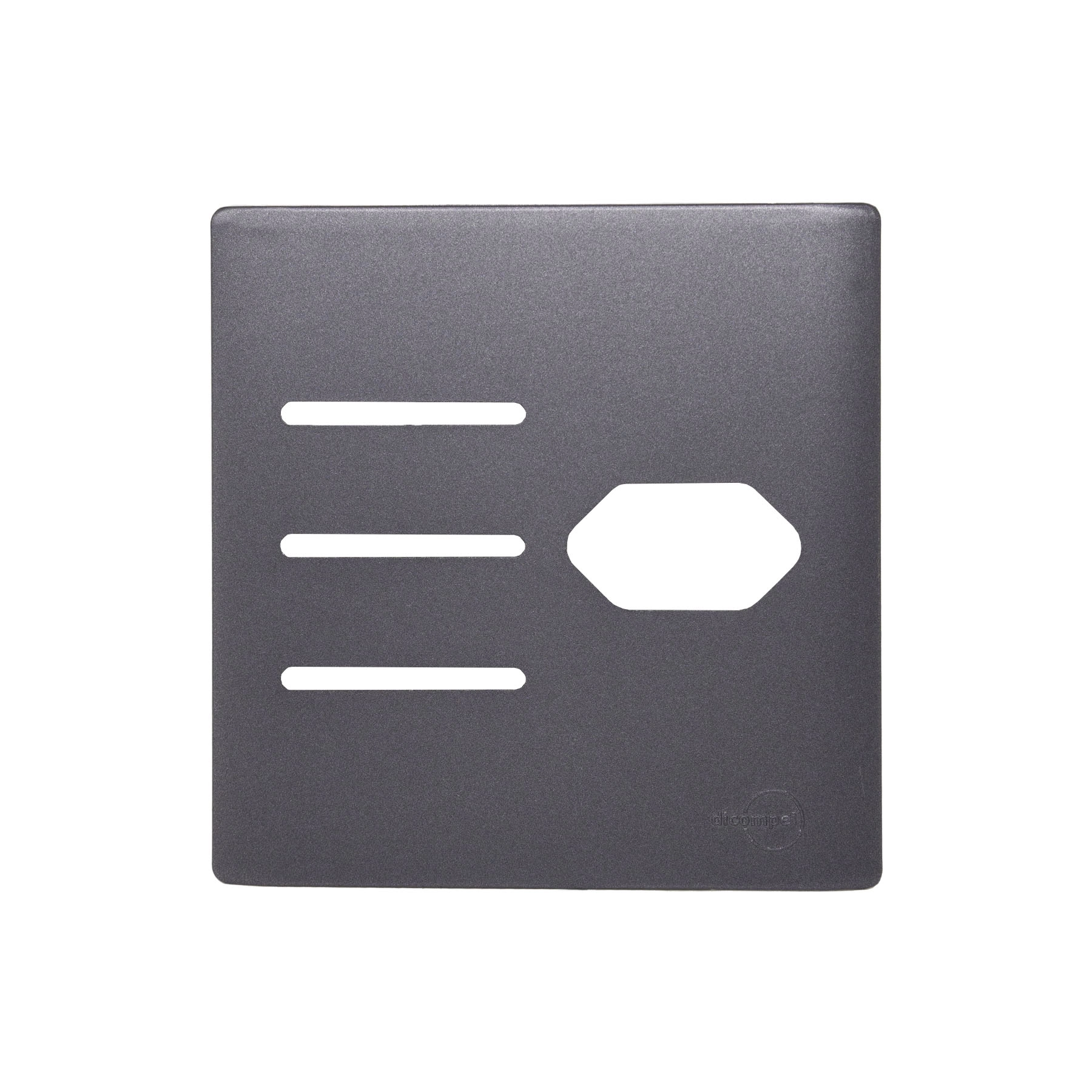 Placa com Suporte 4X4 para 3 Interruptores + 1 Tomada Preto Graffite Novara