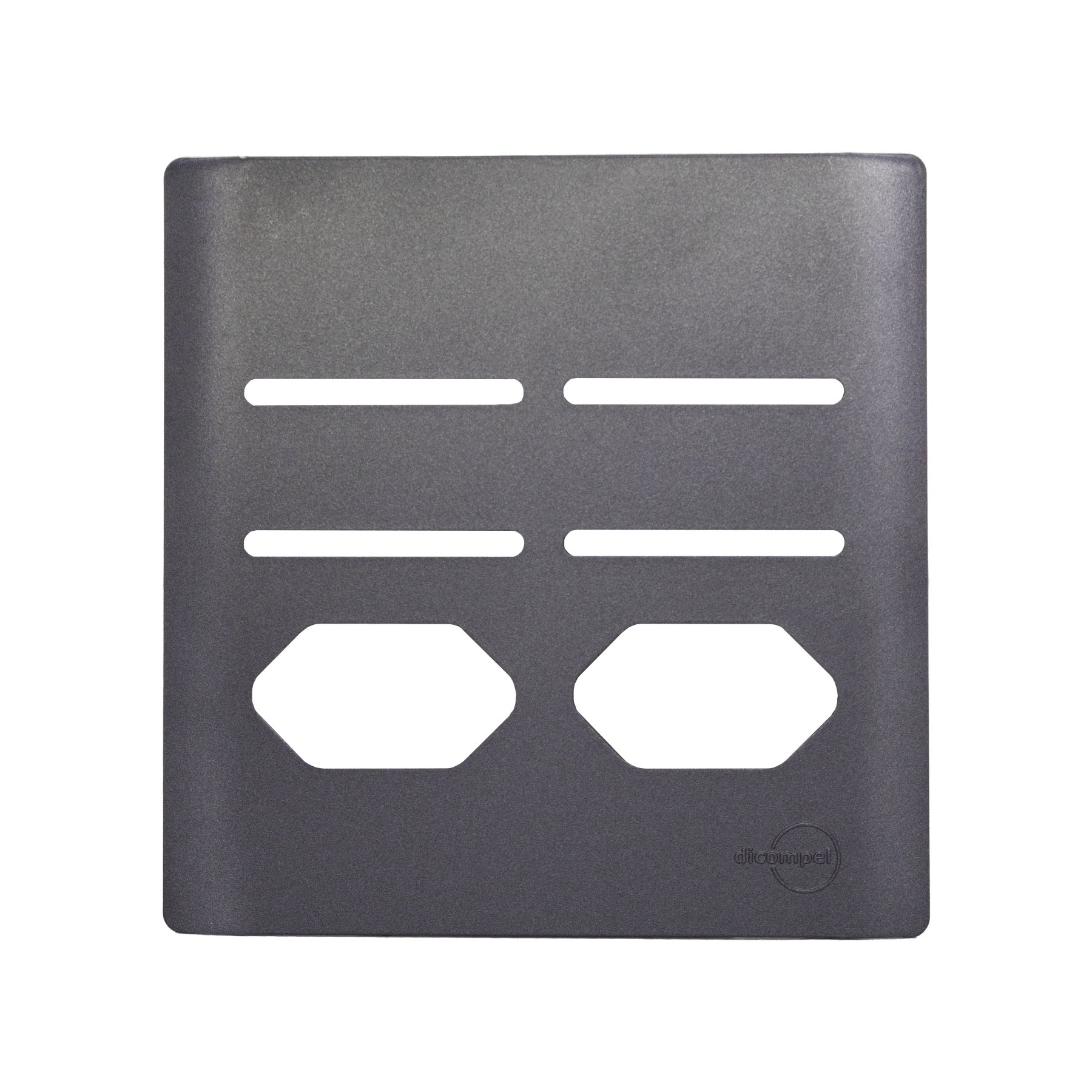 Placa com Suporte 4X4 para 4 Interruptores + 2 Tomada Preto Graffite Novara