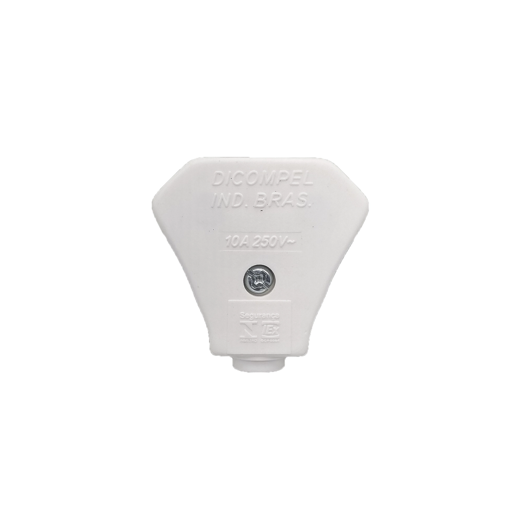 Plugue Macho 2P Bivolt 10A Branco Dicompel