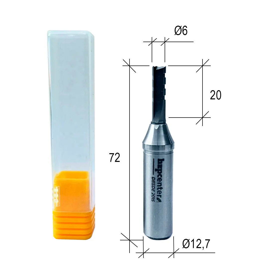 Fresa Router Cnc Corte Ø6 X Ac 20mm X H Ø12,7mm X 3 Cortes