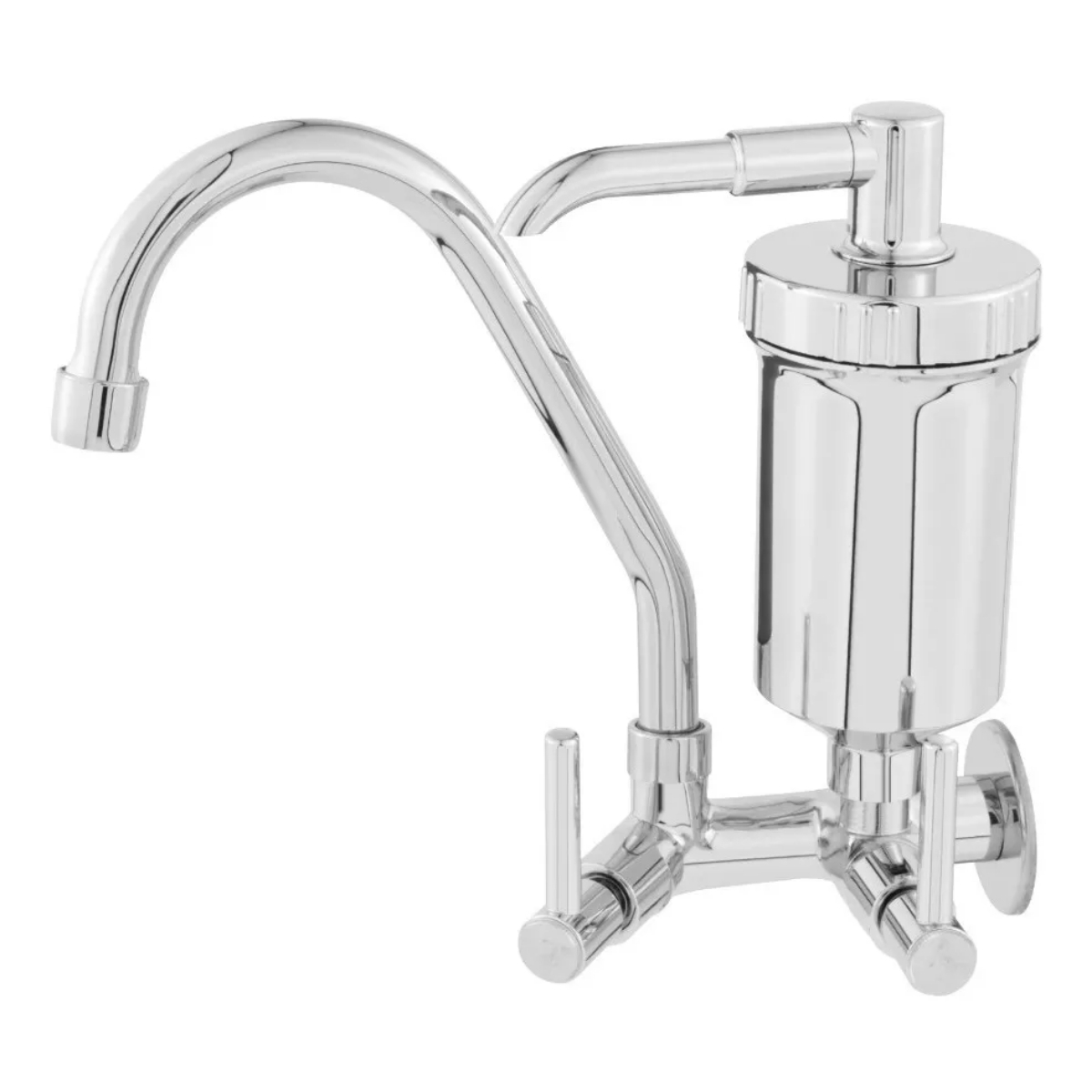 Torneira Com Filtro De Parede Cozinha Metal Cromado Bica Móvel Material Resistente