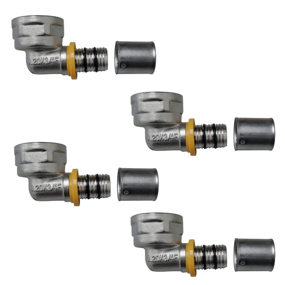 Kit 4 Conexão Joelho Cotovelo P/ Gás 90° 16mm Rf 1/2 Pex