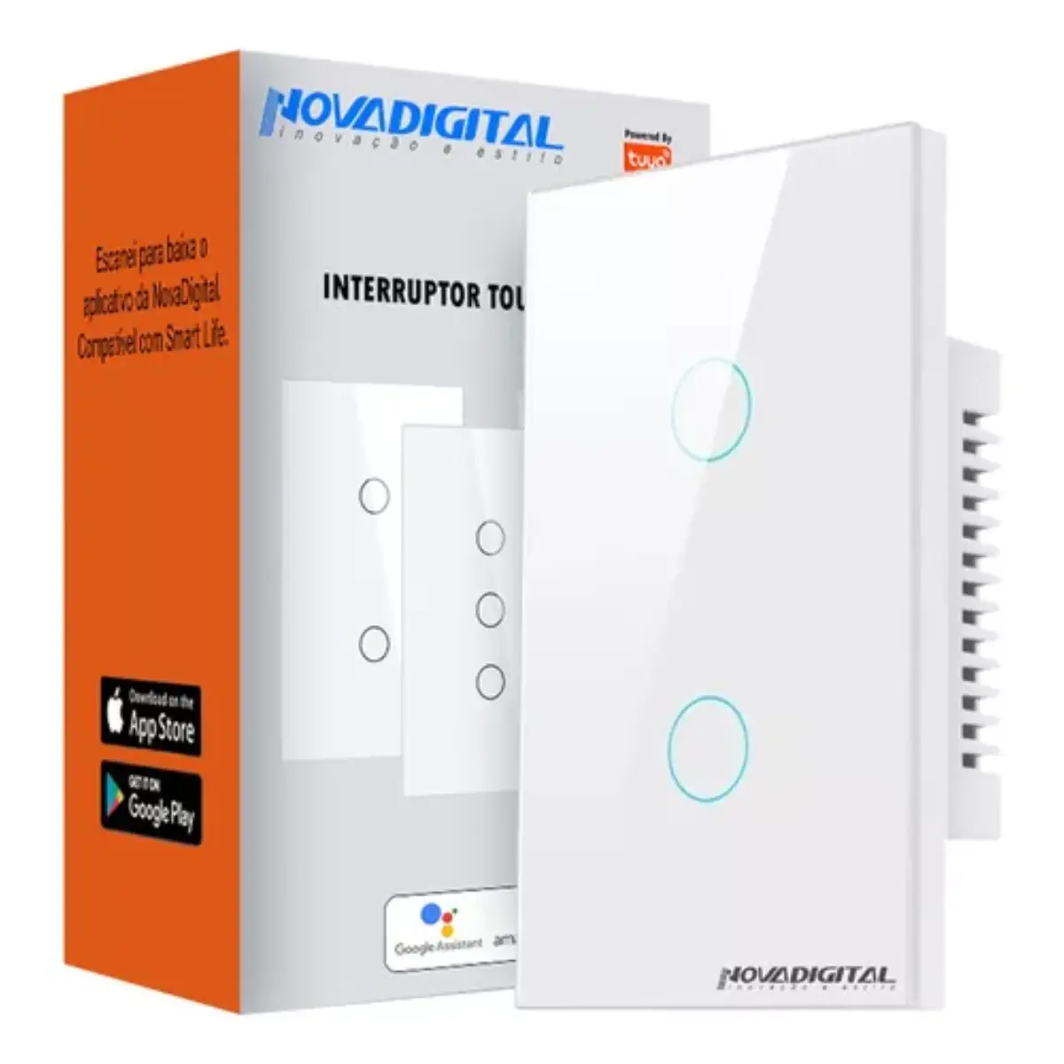 Interruptor Touch Zigbee Novadigital 2 Botões Alexa Tuya