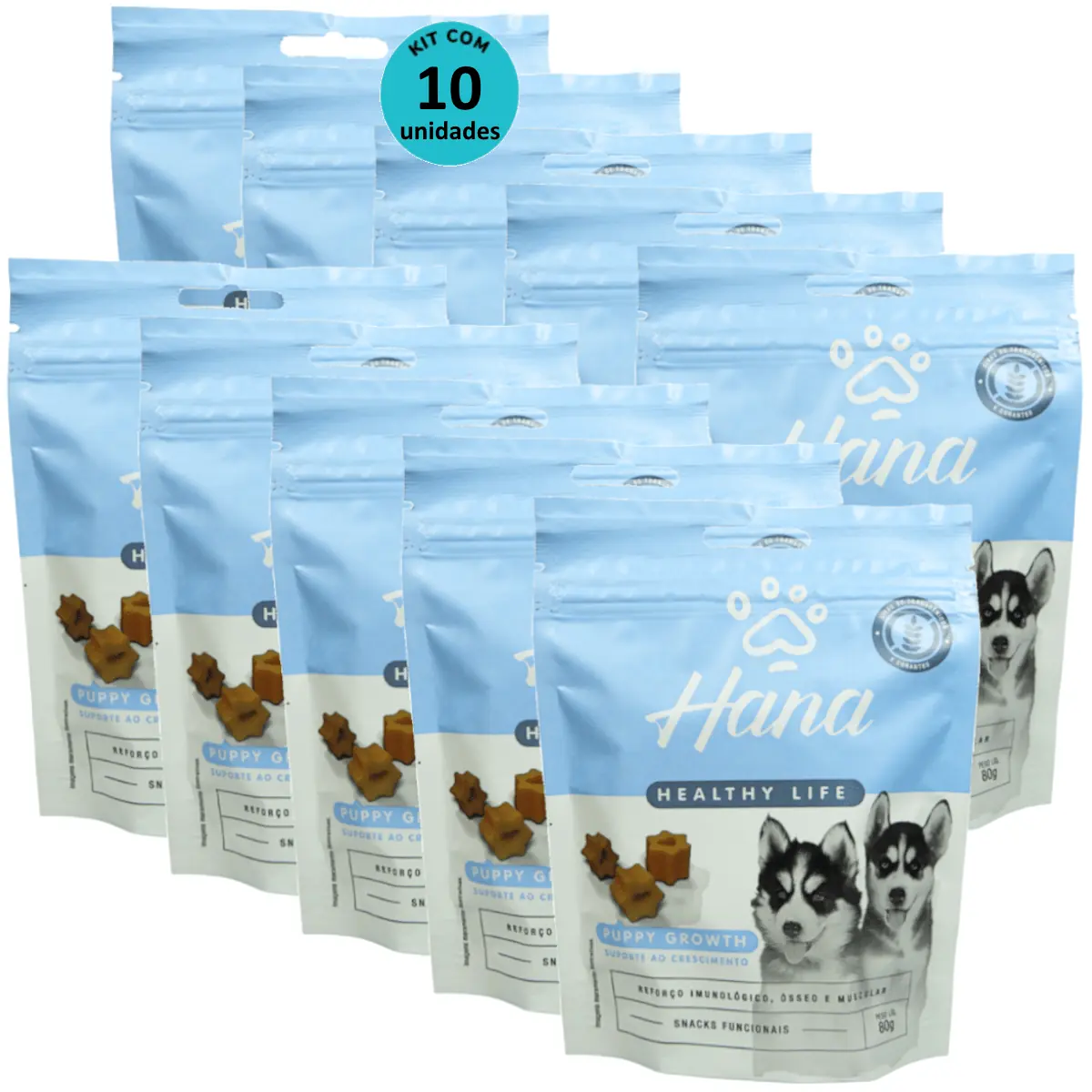 Hana Puppy Growth Suporte ao Crescimento 80g Snacks Para Cães Filhotes Kit C/ 10 un