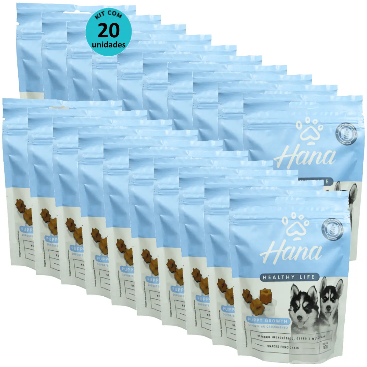 Hana Puppy Growth Suporte ao Crescimento 80g Snacks Para Cães Filhotes Kit C/ 20 un