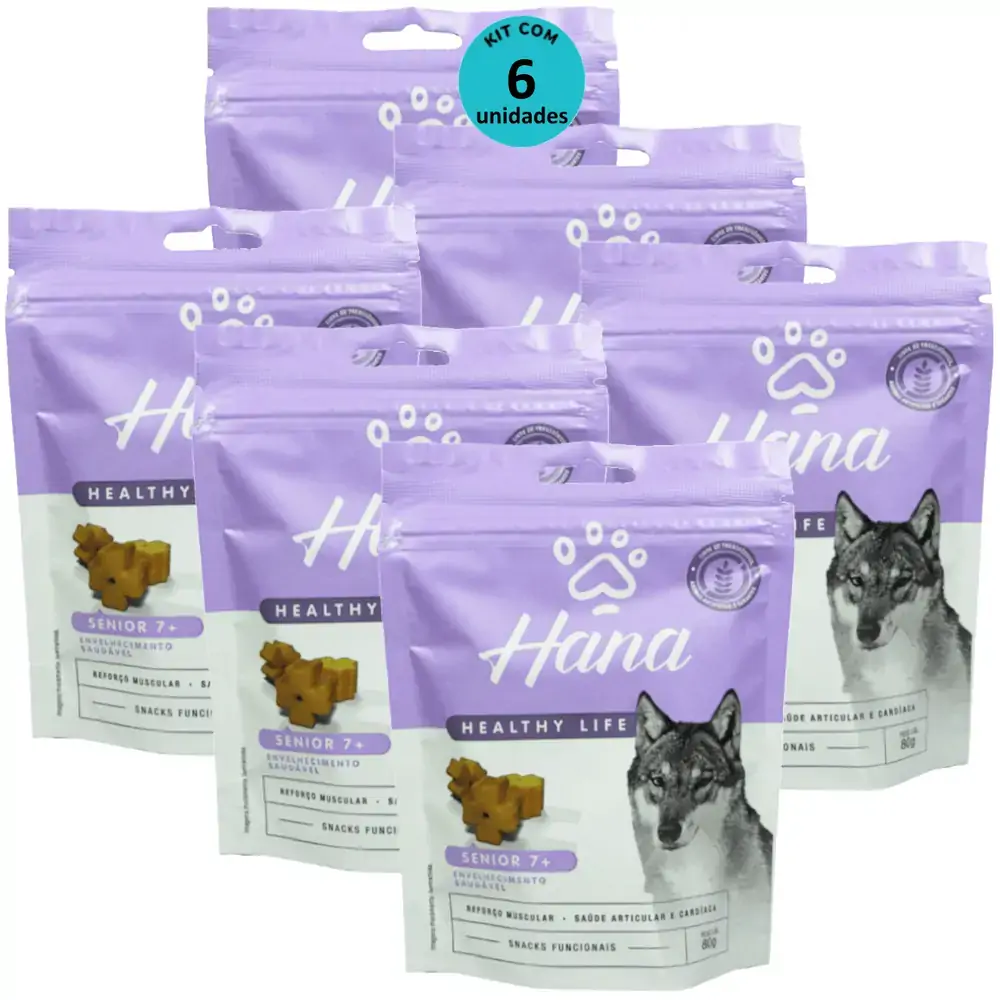Hana Senior 7 + Envelhecimento Saudável 80g Snacks Para Cães Adultos Kit C/ 6 un