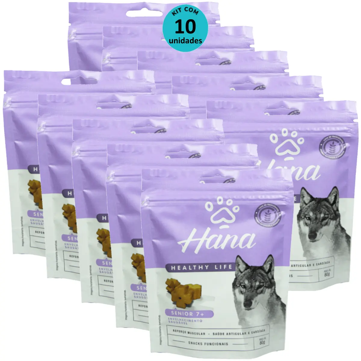 Hana Senior 7 + Envelhecimento Saudável 80g Snacks Para Cães Adultos Kit C/ 10 un