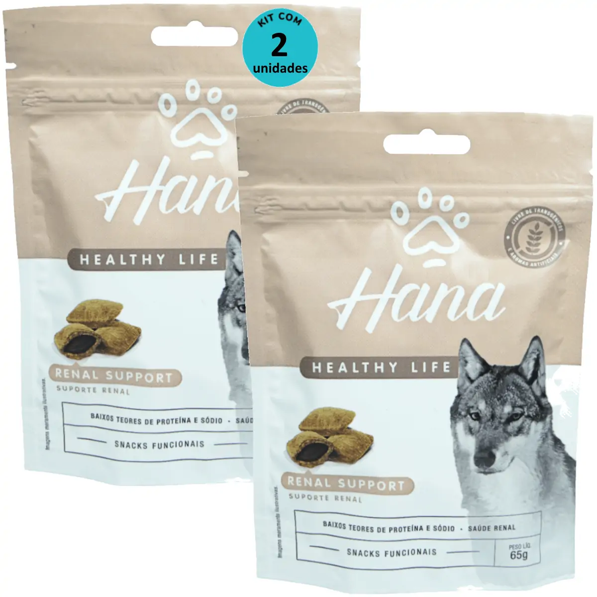 Hana Suporte Renal 65g Snacks Para Cães Adultos Kit C/ 2 un