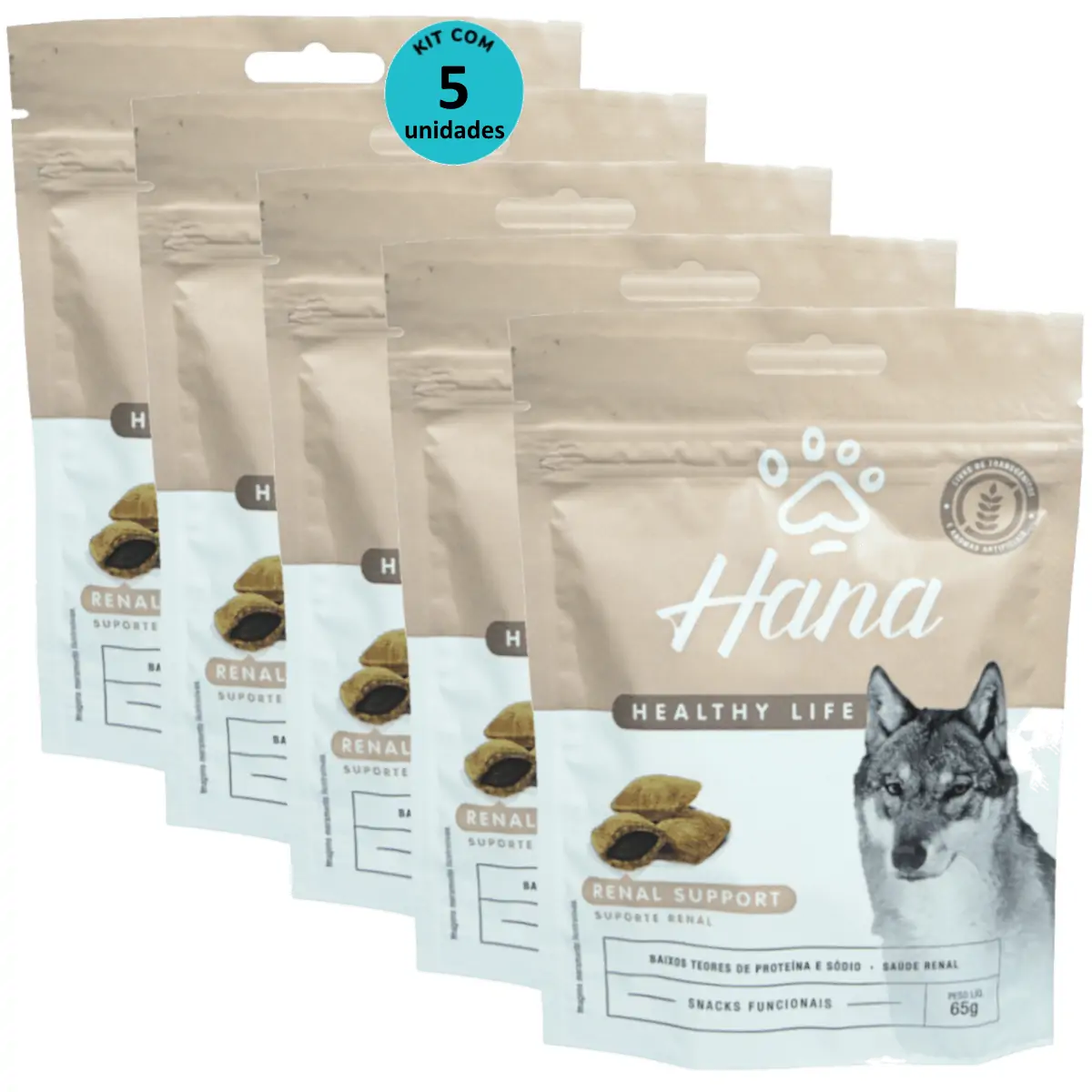 Hana Suporte Renal 65g Snacks Para Cães Adultos Kit C/ 5 un