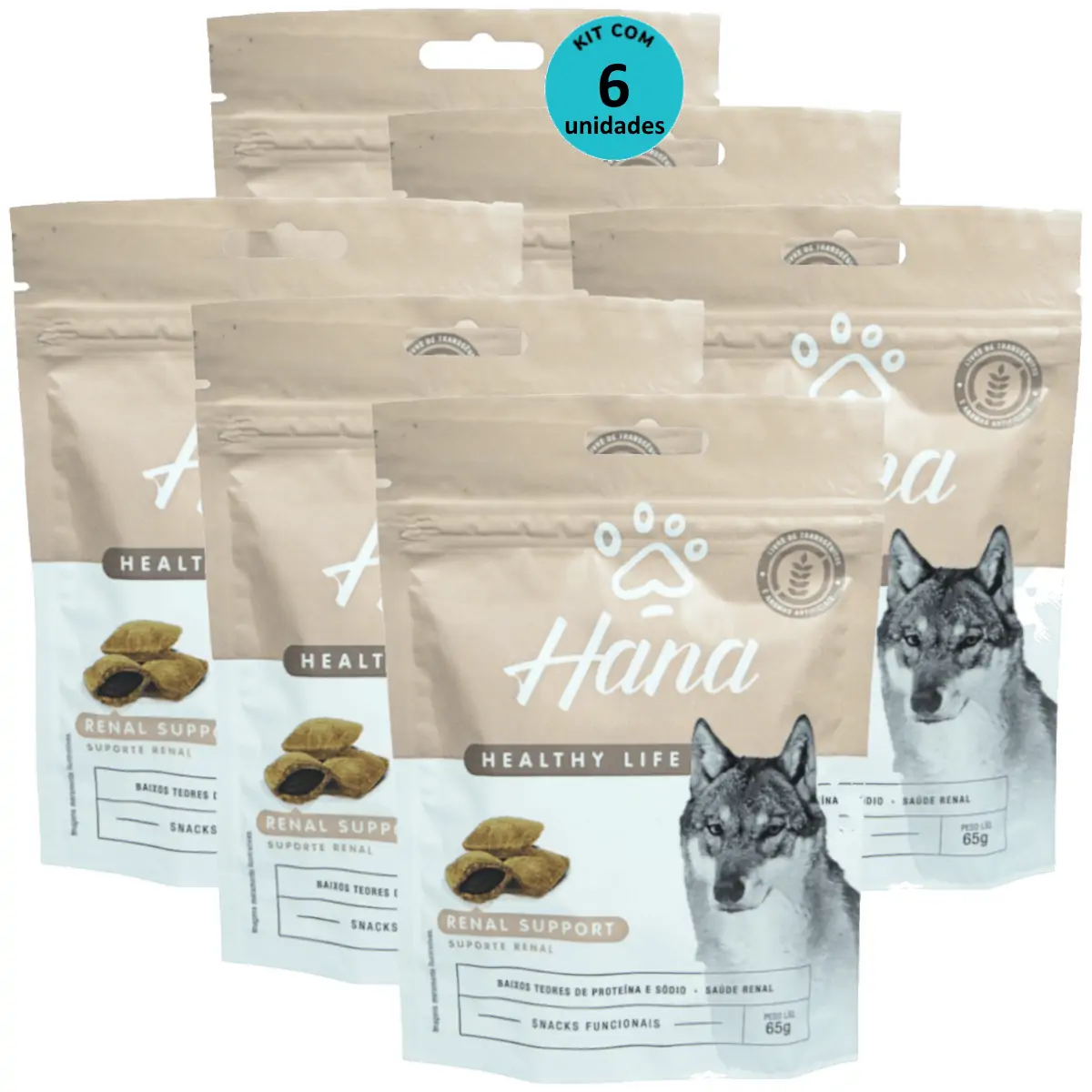 Hana Suporte Renal 65g Snacks Para Cães Adultos Kit C/ 6 un