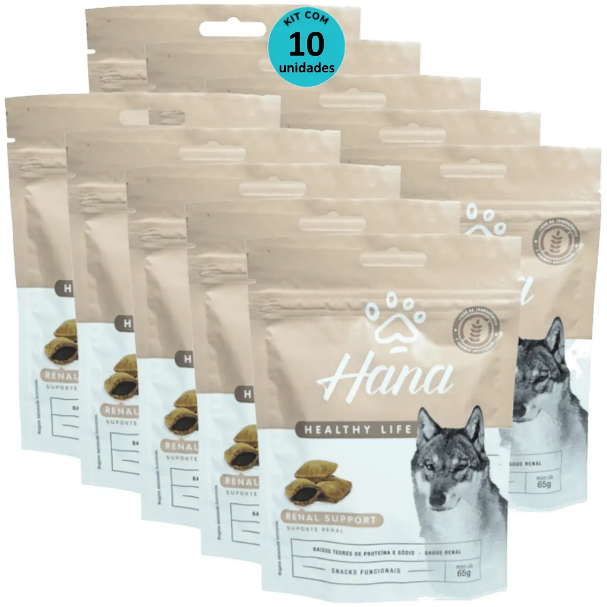 Hana Suporte Renal 65g Snacks Para Cães Adultos Kit C/ 10 un