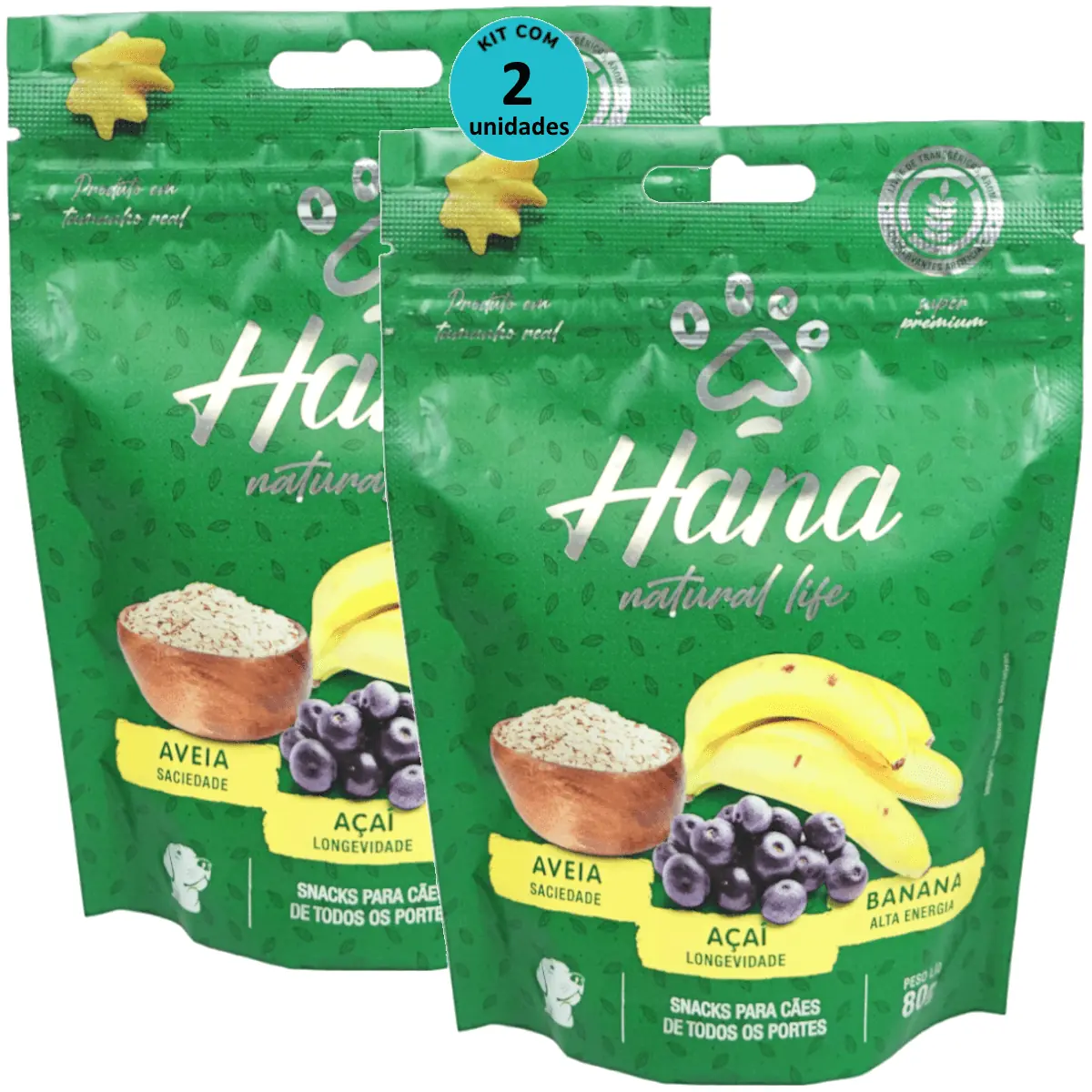 Hana Natural Life Aveia Açaí Banana 80g Snacks Para Cães Adultos Kit C/ 2 un