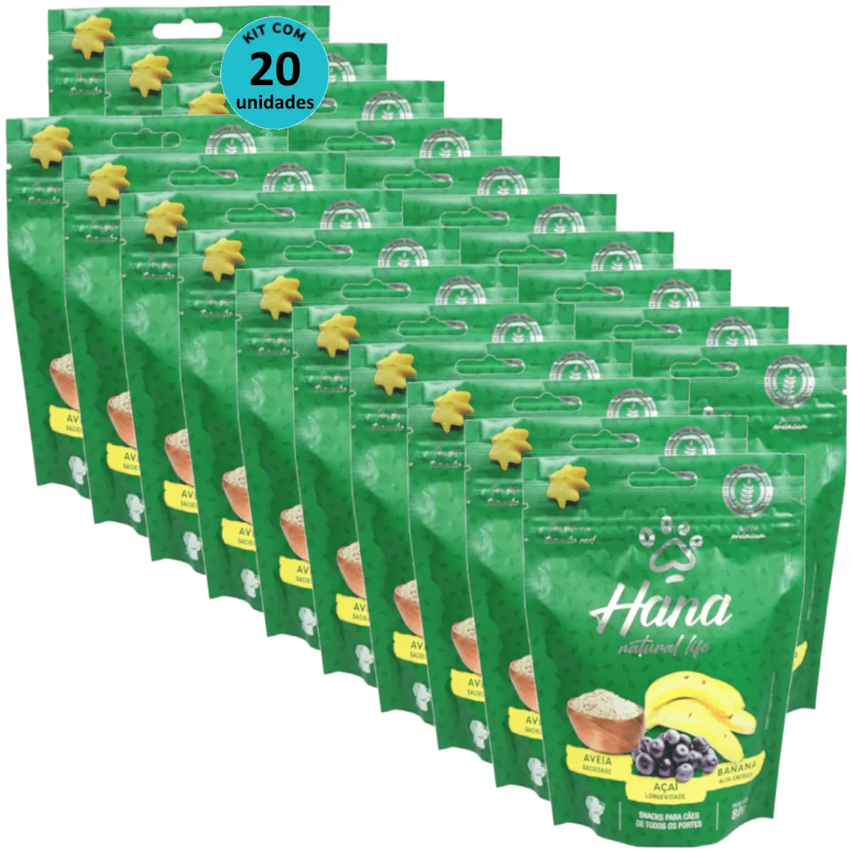 Hana Natural Life Aveia Açaí Banana 80g Snacks Para Cães Adultos Kit C/ 20 un