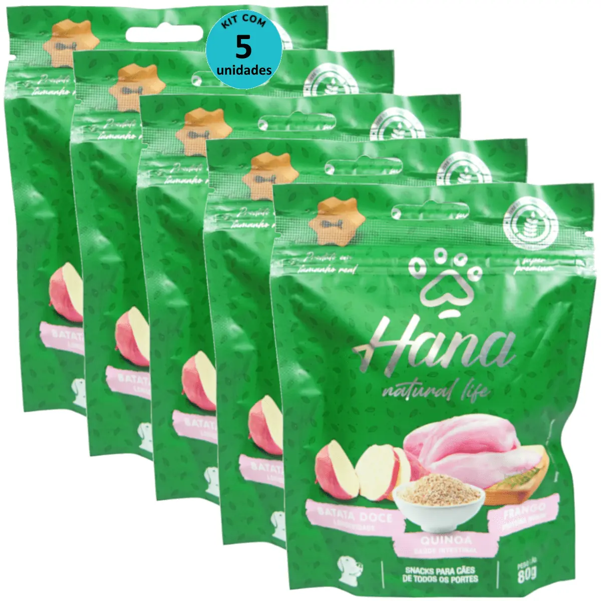 Hana Natural Life Batata Doce Quinoa Frango 80g Para Cães Adultos Kit C/ 5 Un