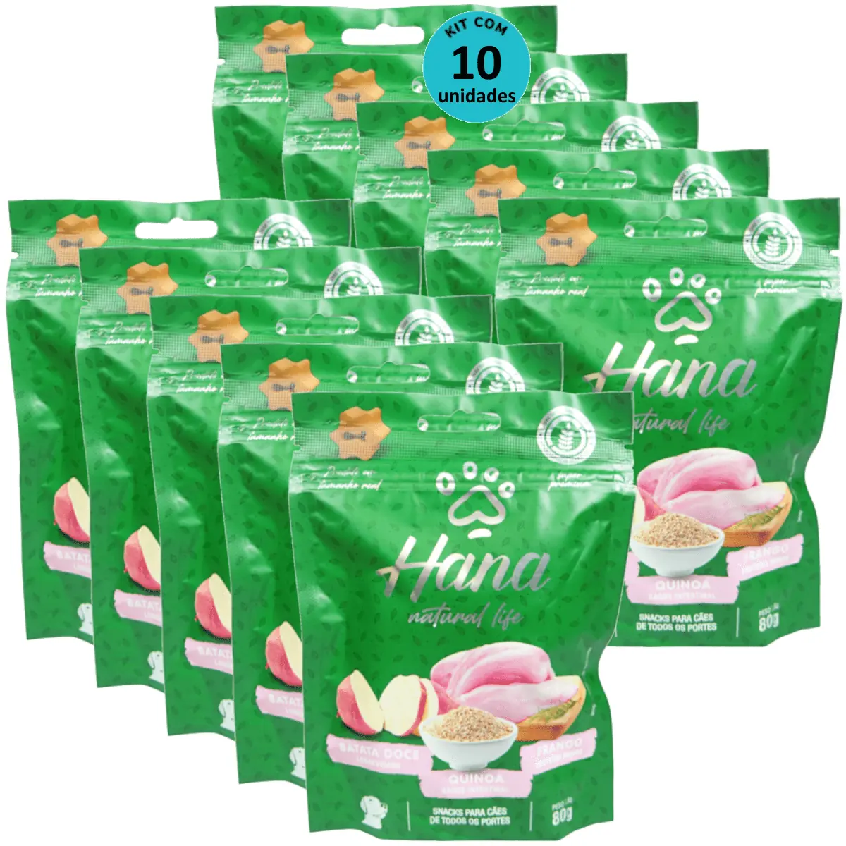 Hana Natural Life Batata Doce Quinoa Frango 80g Para Cães Adultos Kit C/ 10 Um