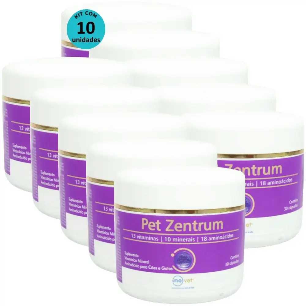 Pet Zentrum Suplemento Para Cães e Gatos Com 30 cápsulas Kit Com 10