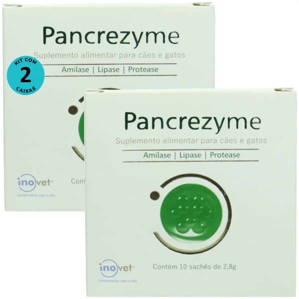 Pancrezyme Suplemento Para Cães e Gatos 2,8g C/ 10 Sachê Kit Com 2