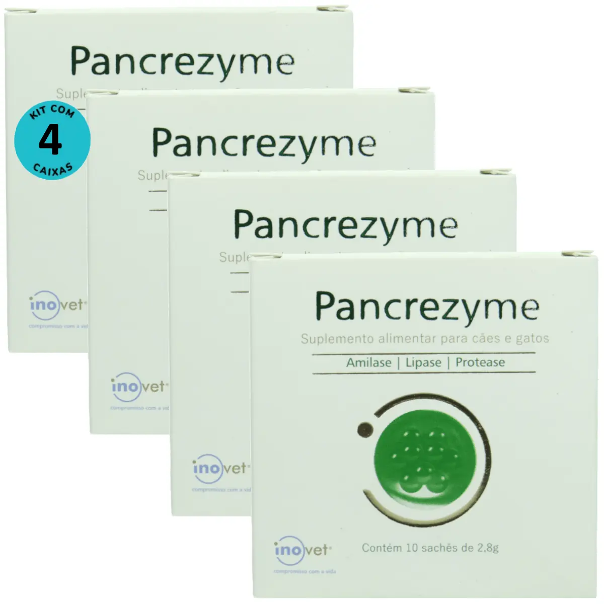 Pancrezyme Suplemento Para Cães e Gatos 2,8g C/ 10 Sachê Kit Com 4