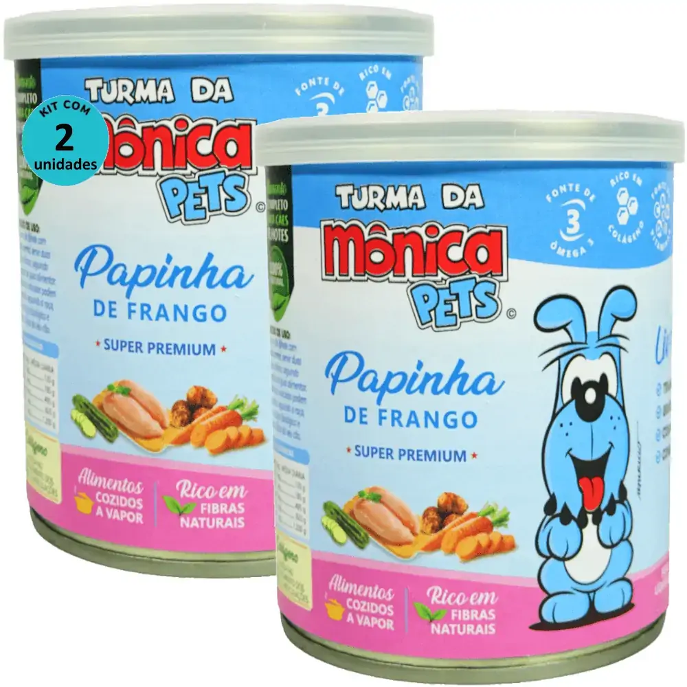 Ração Úmida Turma da Mônica Pets Papinha de Frango 280g Para Cães Filhotes Kit 2 un