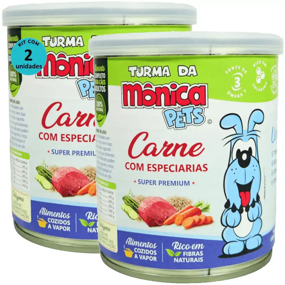 Ração Úmida Turma da Mônica Pets Carne com Especiarias 280g Para Cães Adultos Kit 2 un