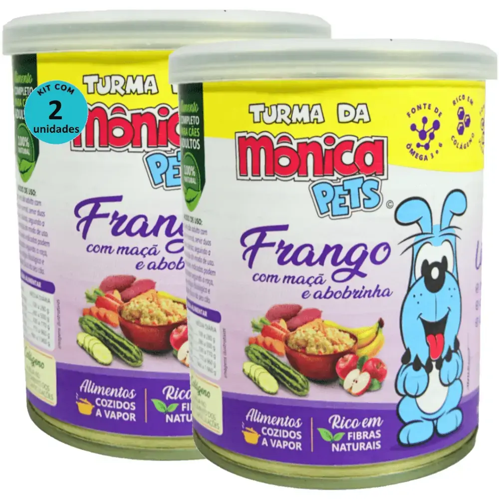 Ração Úmida Turma da Mônica Pets Frango com Maçã e Abobrinha 280g Cães Adultos Kit 2 un