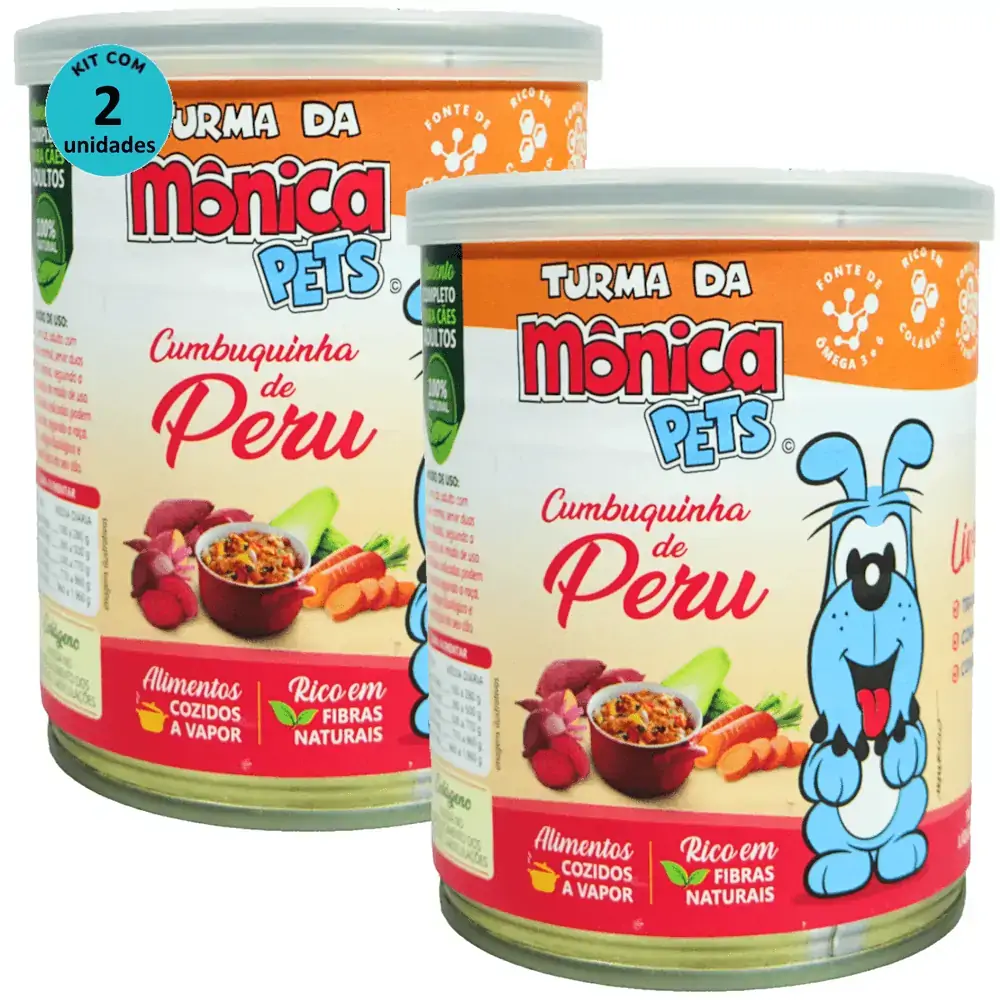 Ração Úmida Turma da Mônica Pets Cumbuquinha de Peru 280g Para Cães Adultos Kit 2 un
