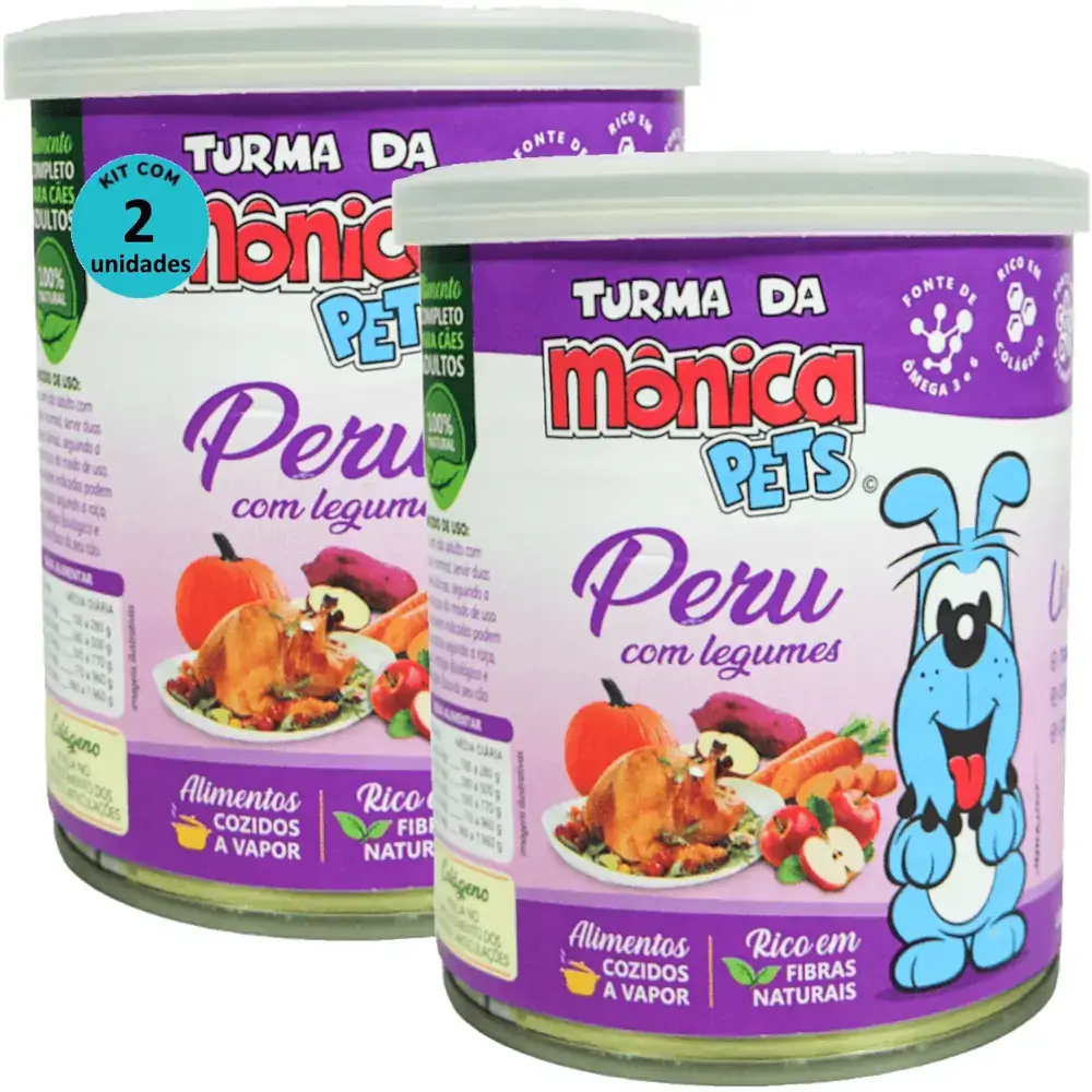 Ração Úmida Turma da Mônica Pets Peru com Legumes 280g Para Cães Adultos Kit 2 un