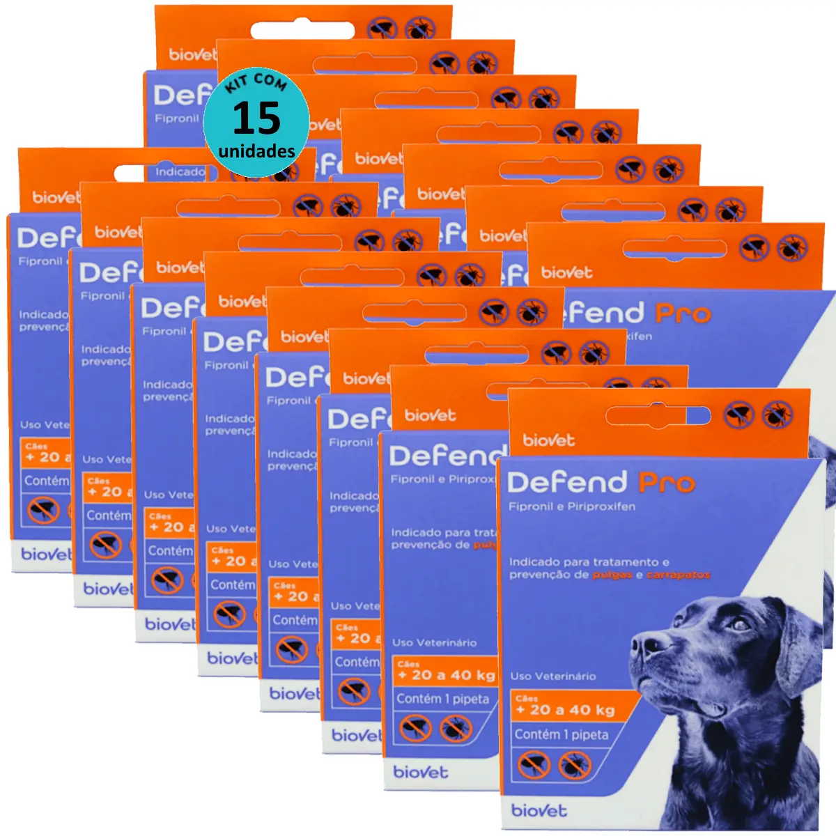 Defend Pro Cães (21 A 40kg) - Biovet Kit Com 15 Unidades