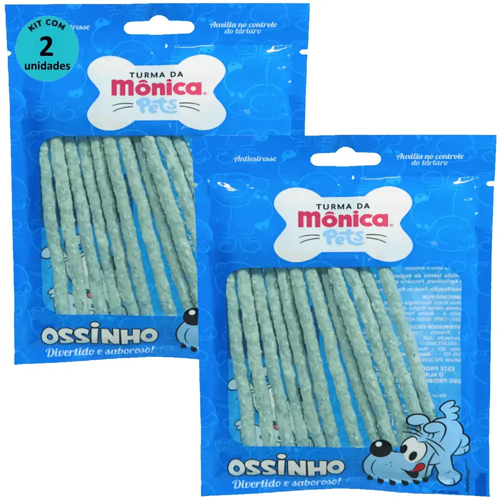Ossinho Palito Bidu Turma da Mônica Pets 6mm Com 12 unidades (Cor Azul) Kit Com 2