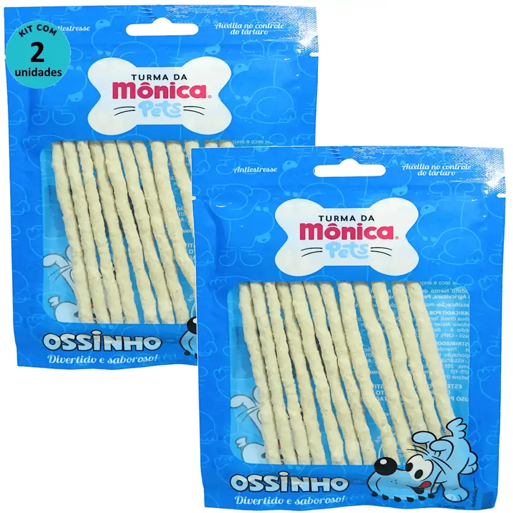 Ossinho Palito Bidu Turma da Mônica Pets 6mm Com 12 unidades Kit Com 2