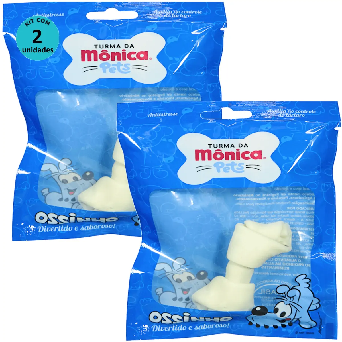 Osso Nó 3-4 Turma da Mônica Pets Contém 1 unidade Kit Com 2