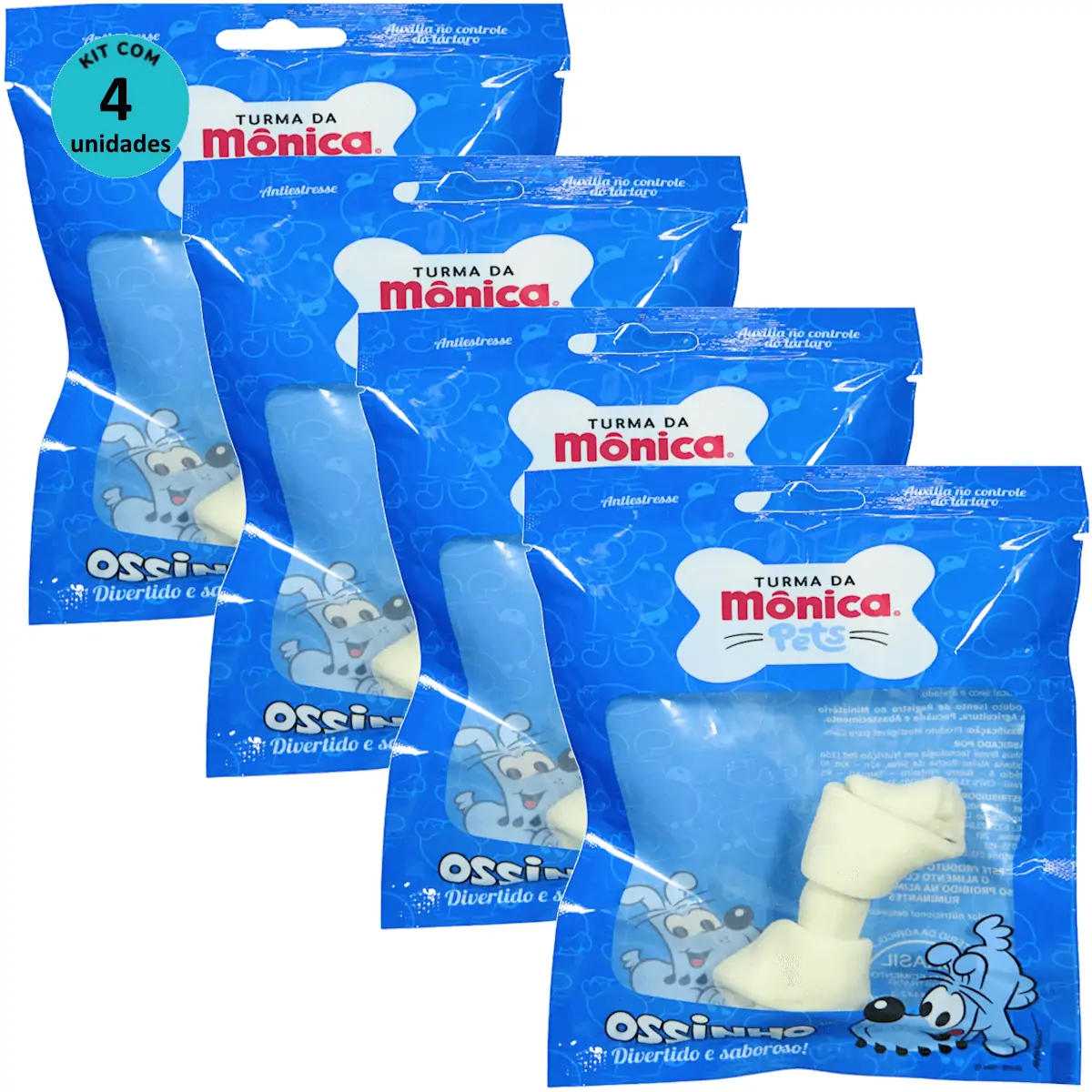 Osso Nó 3-4 Turma da Mônica Pets Contém 1 unidade Kit Com 4