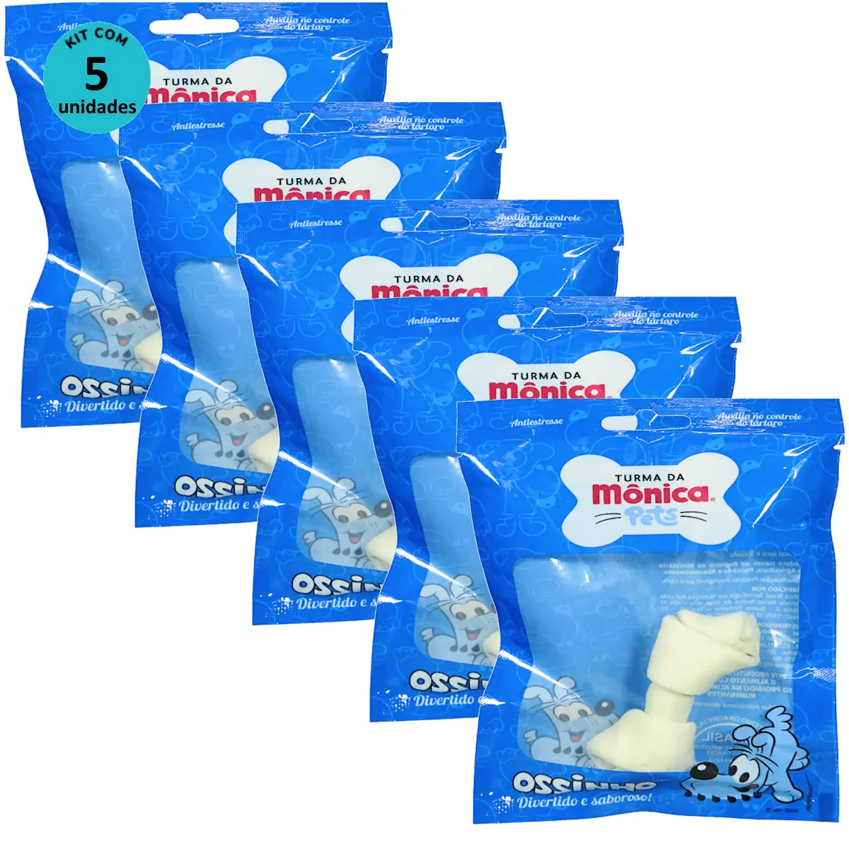 Osso Nó 3-4 Turma da Mônica Pets Contém 1 unidade Kit Com 5