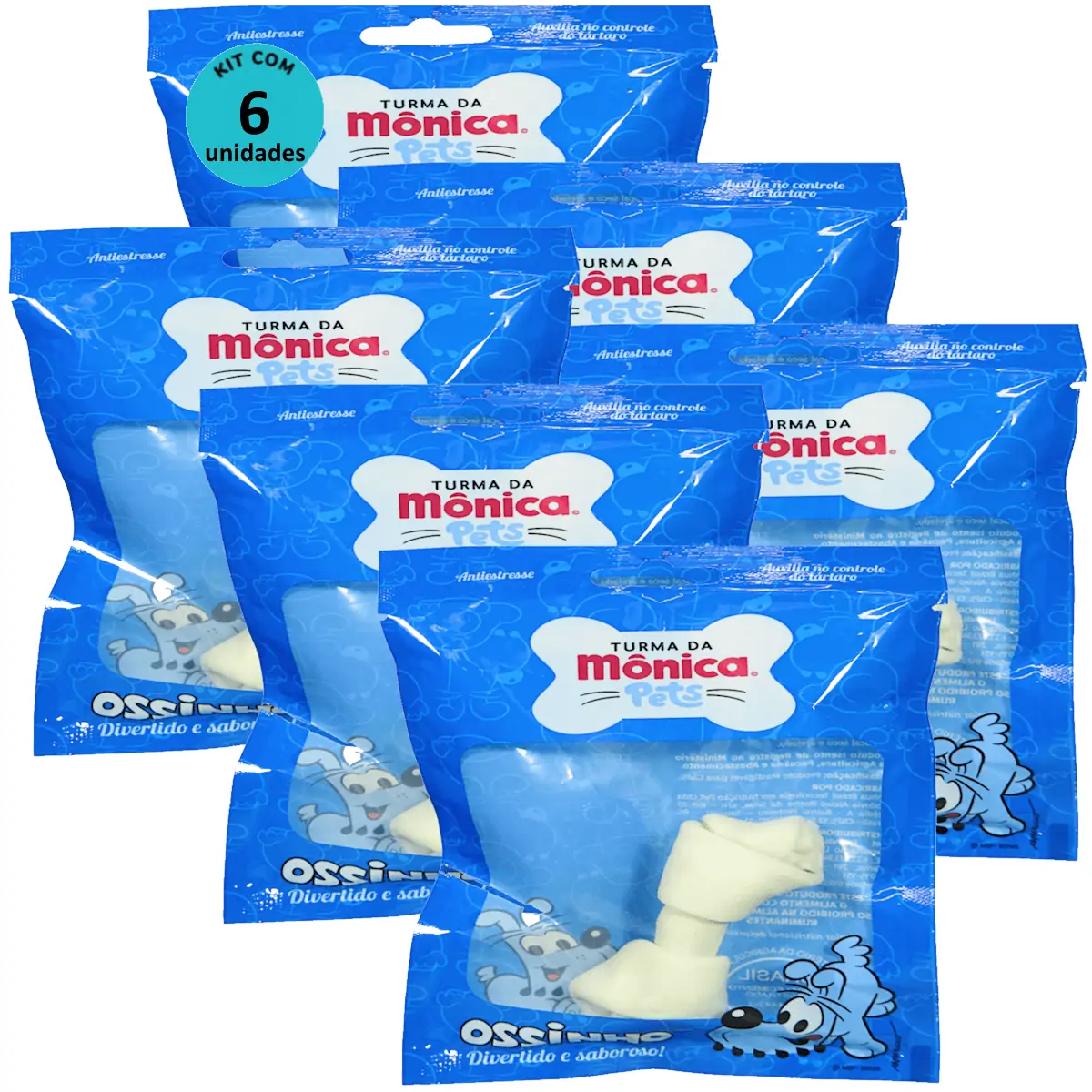 Osso Nó 3-4 Turma da Mônica Pets Contém 1 unidade Kit Com 6