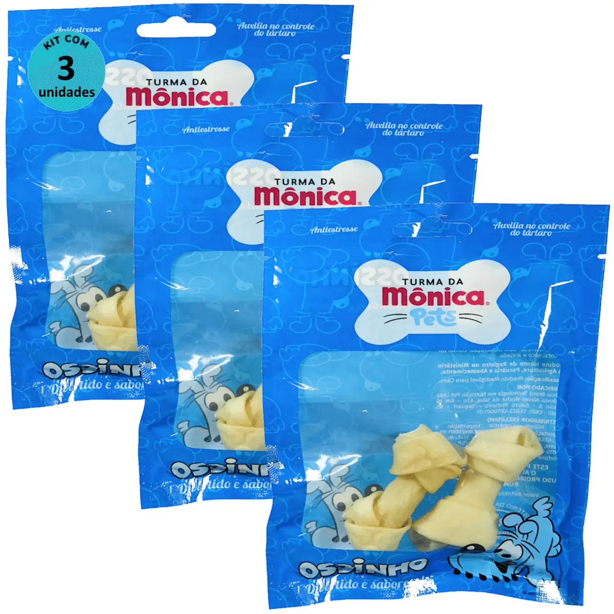 Osso Nó 2-3 Turma da Mônica Pets Contém 2 unidades Kit Com 3