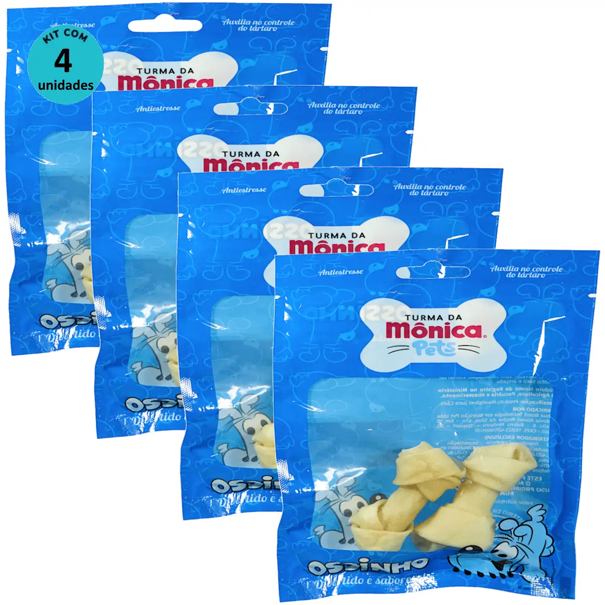 Osso Nó 2-3 Turma da Mônica Pets Contém 2 unidades Kit Com 4