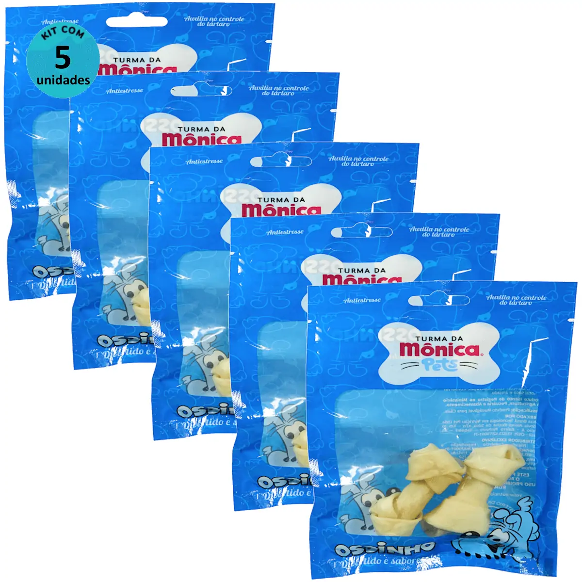 Osso Nó 2-3 Turma da Mônica Pets Contém 2 unidades Kit Com 5