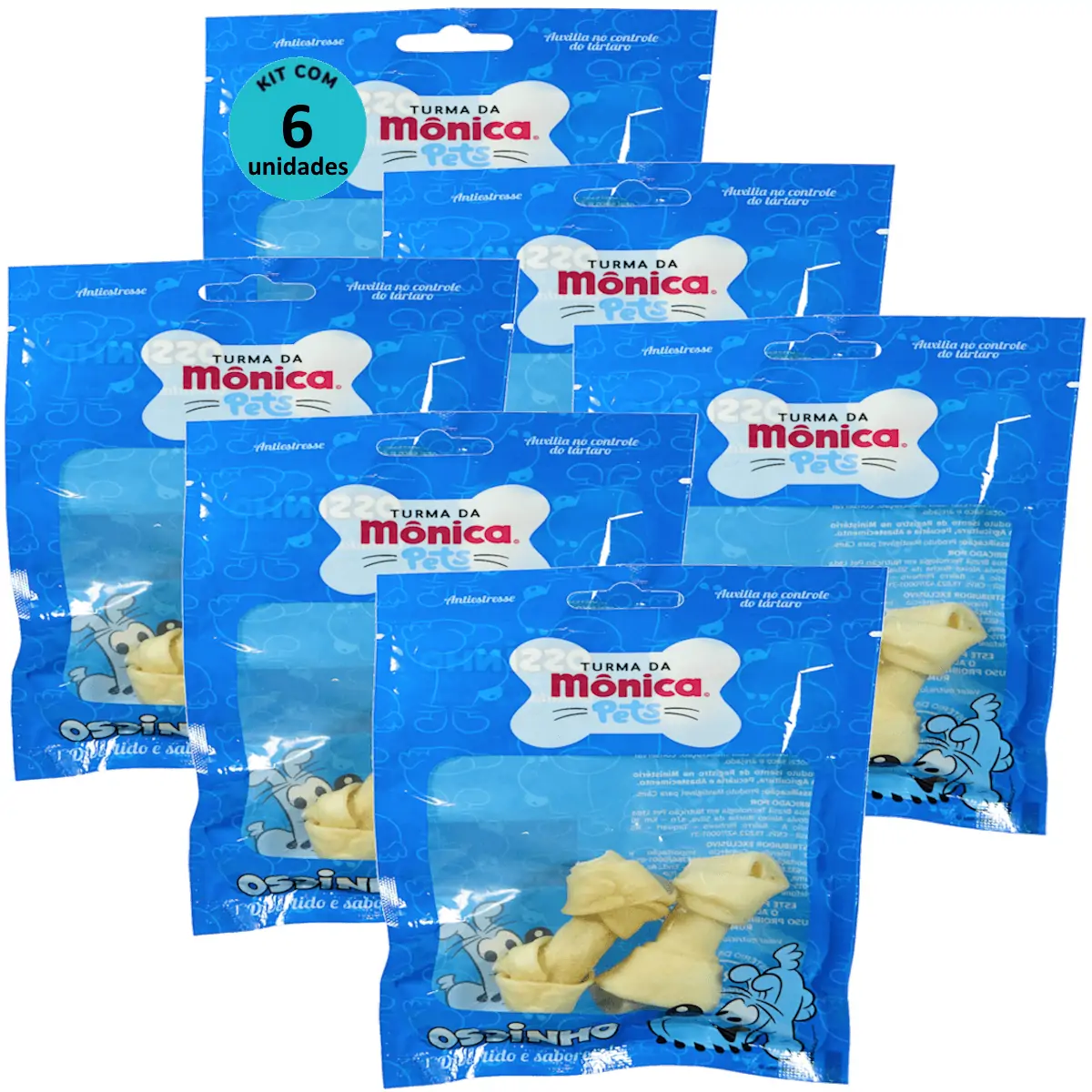 Osso Nó 2-3 Turma da Mônica Pets Contém 2 unidades Kit Com 6